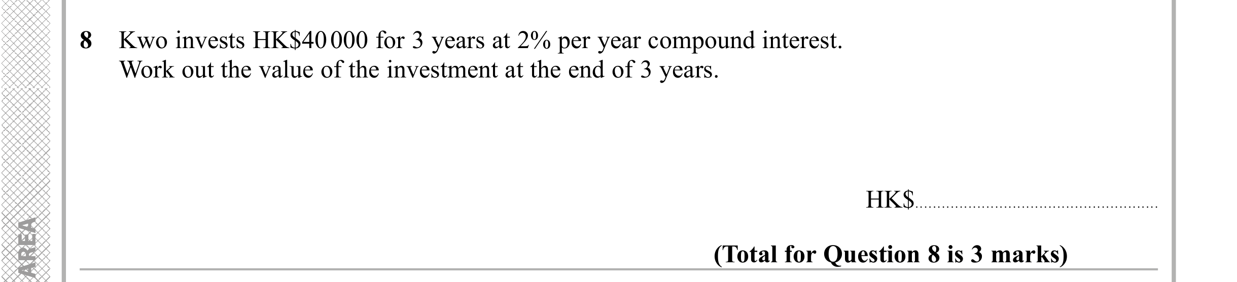 Question 8 — Compound Interest — Edexcel iGCSE Sample Paper