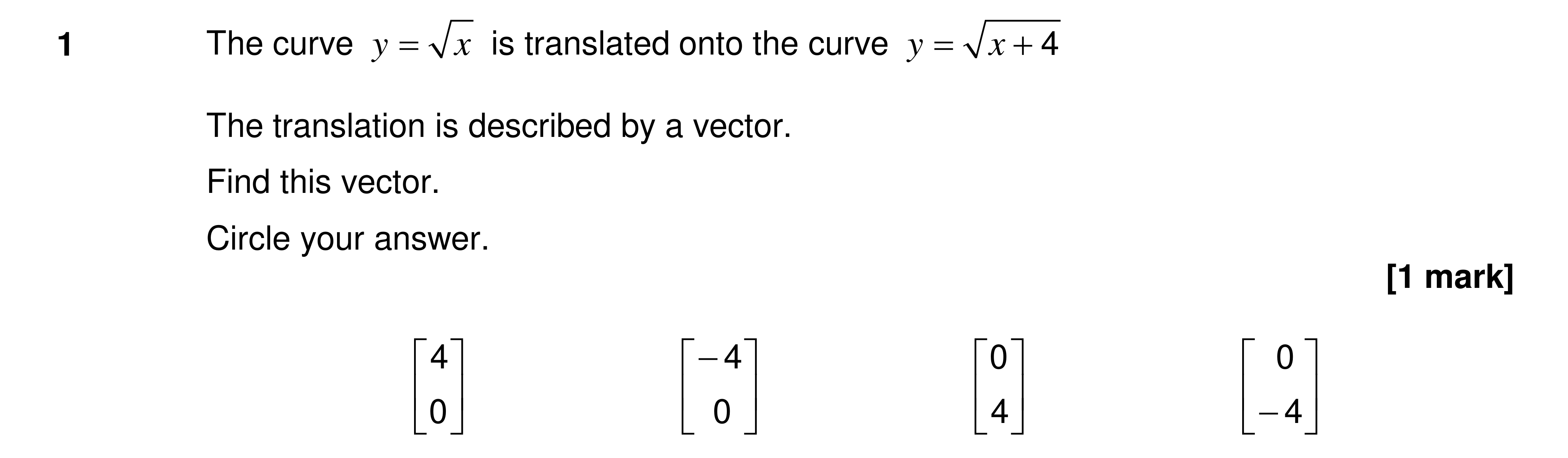 Question 1 — Graph Transformations — AQA AS Maths Specimen 2017