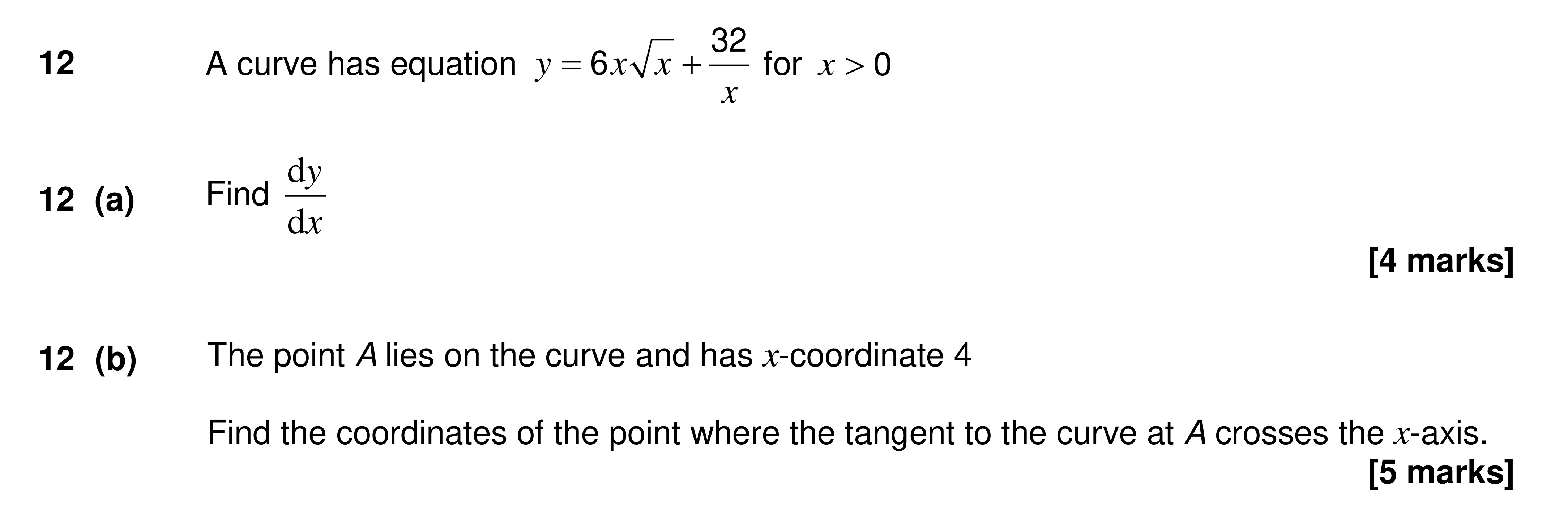 Question 12 — Differentiation — AQA AS Maths Specimen 2017