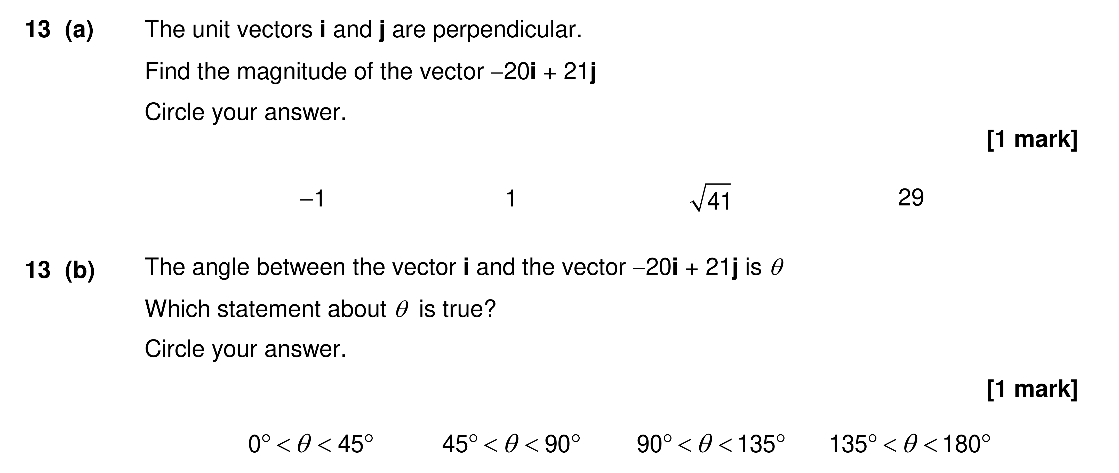 Question 13 — Vectors — AQA AS Maths Specimen 2017