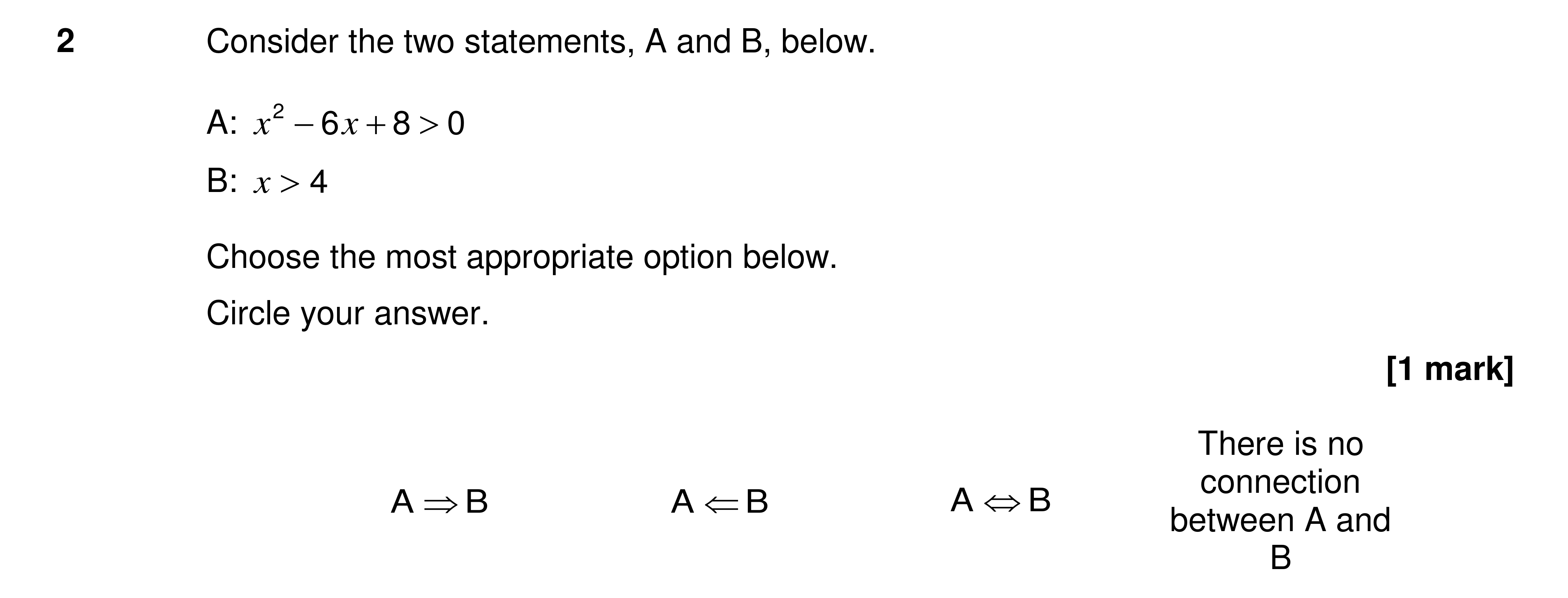 Question 2 — Inequalities — AQA AS Maths Specimen 2017