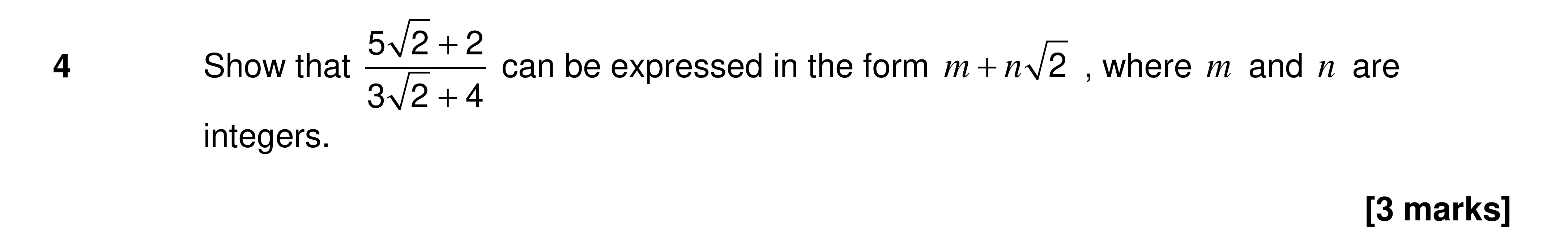 Question 4 — Indices and Surds — AQA AS Maths Specimen 2017