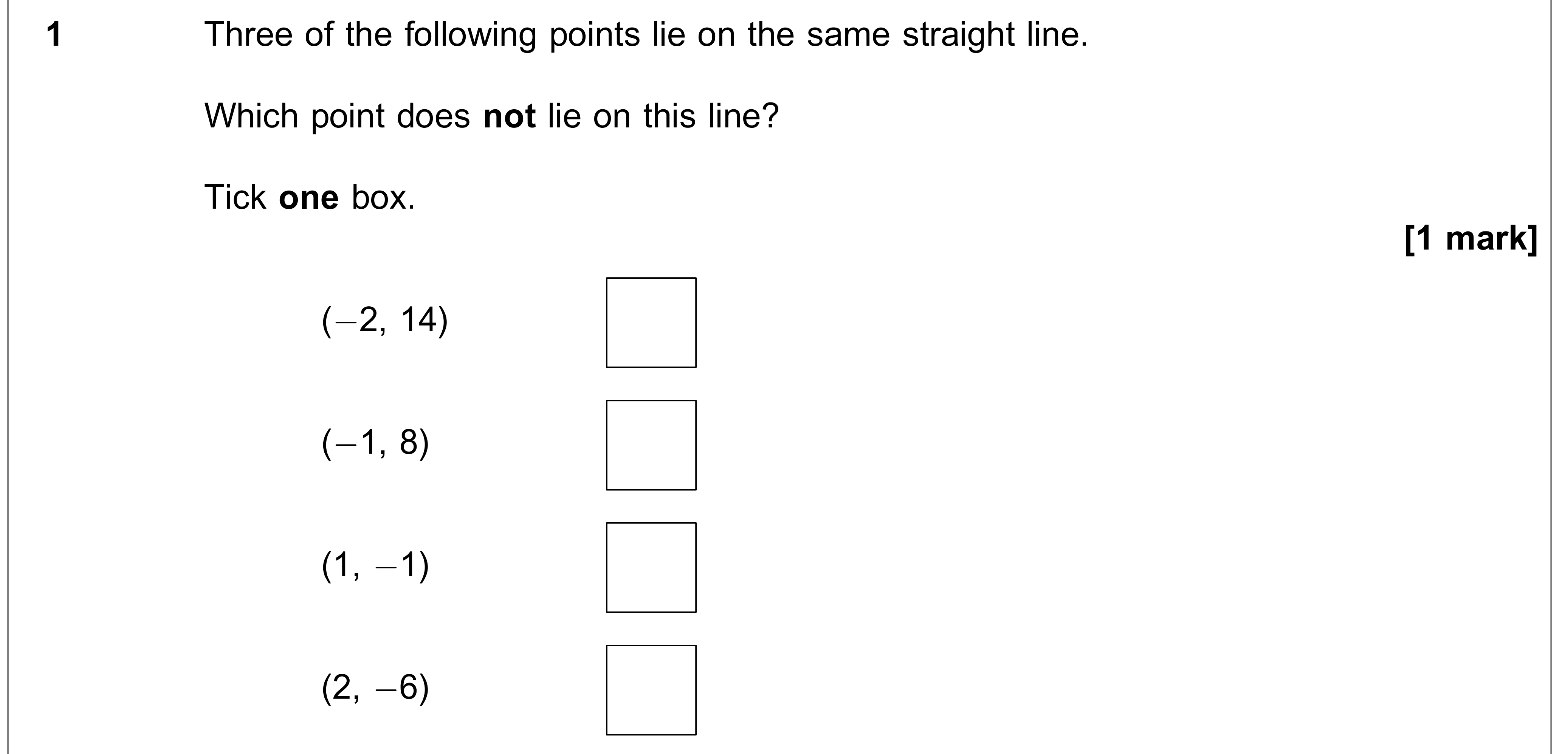 Question 1 — Straight Line Graphs — AQA AS Maths June 2018