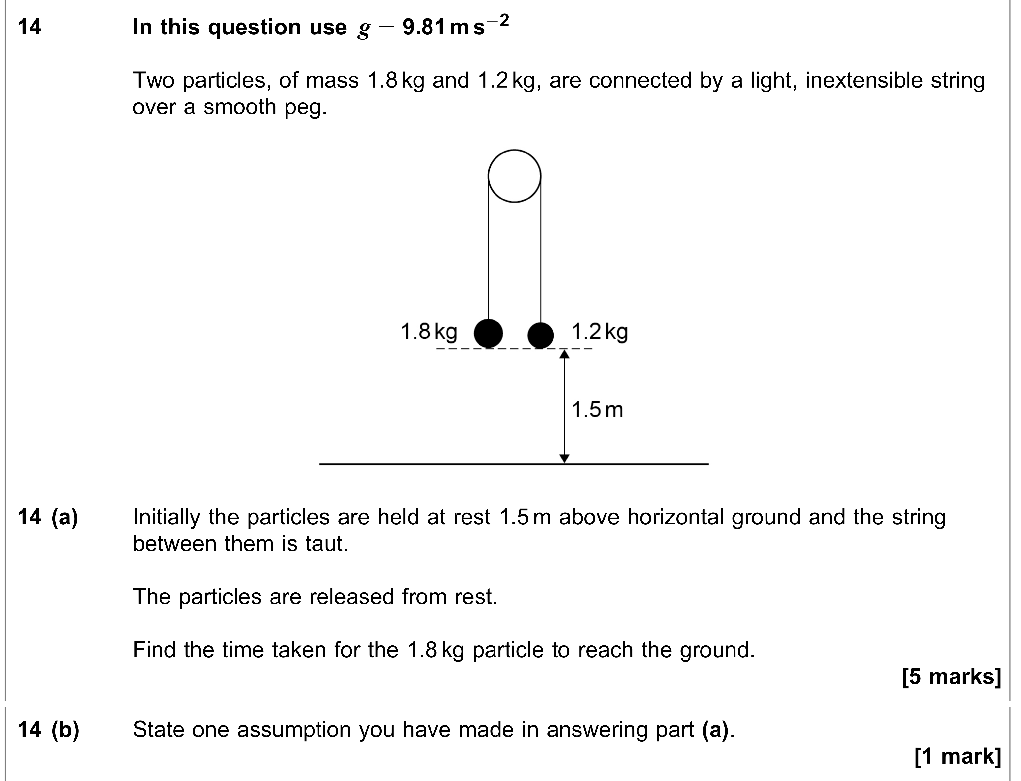 Question 14 — Pulleys — AQA AS Maths June 2018