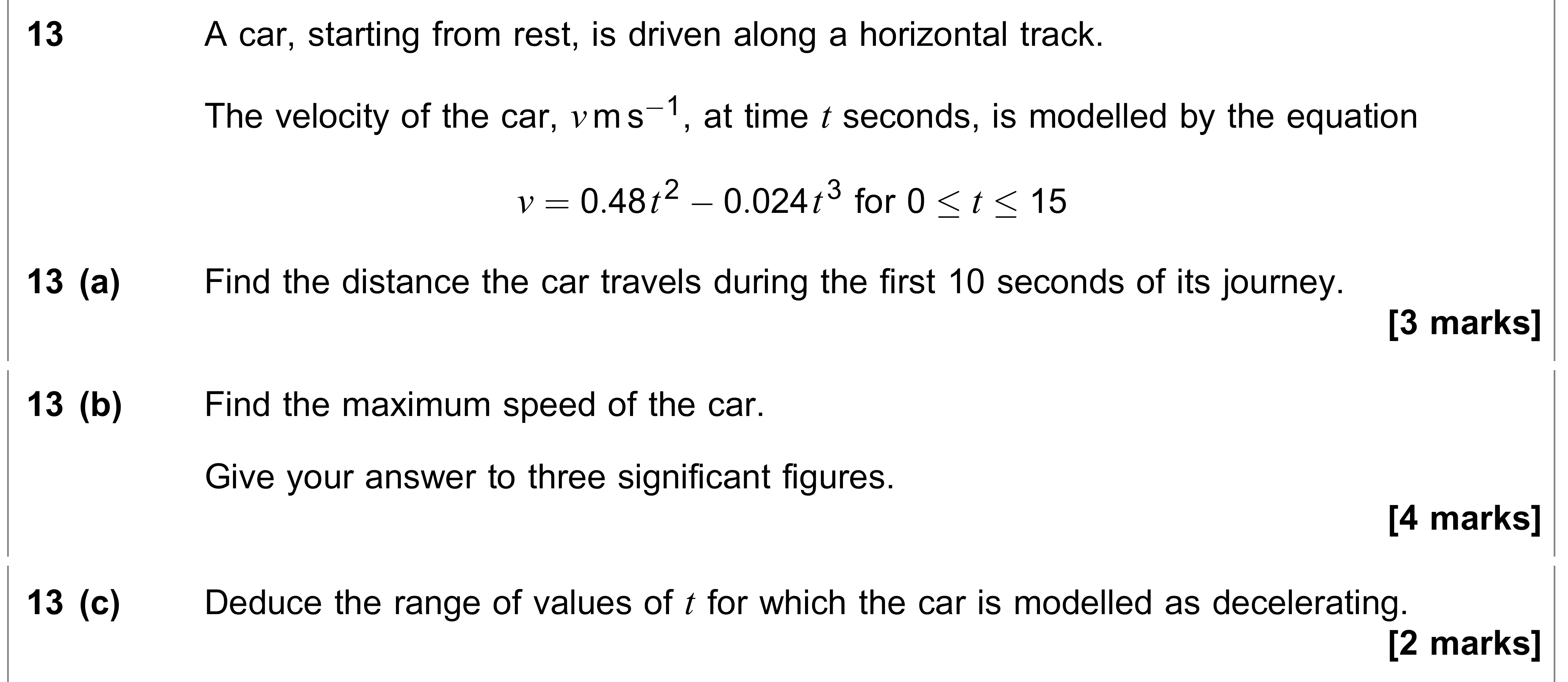 Question 13 — Variable Acceleration 1d — AQA AS Maths June 2019