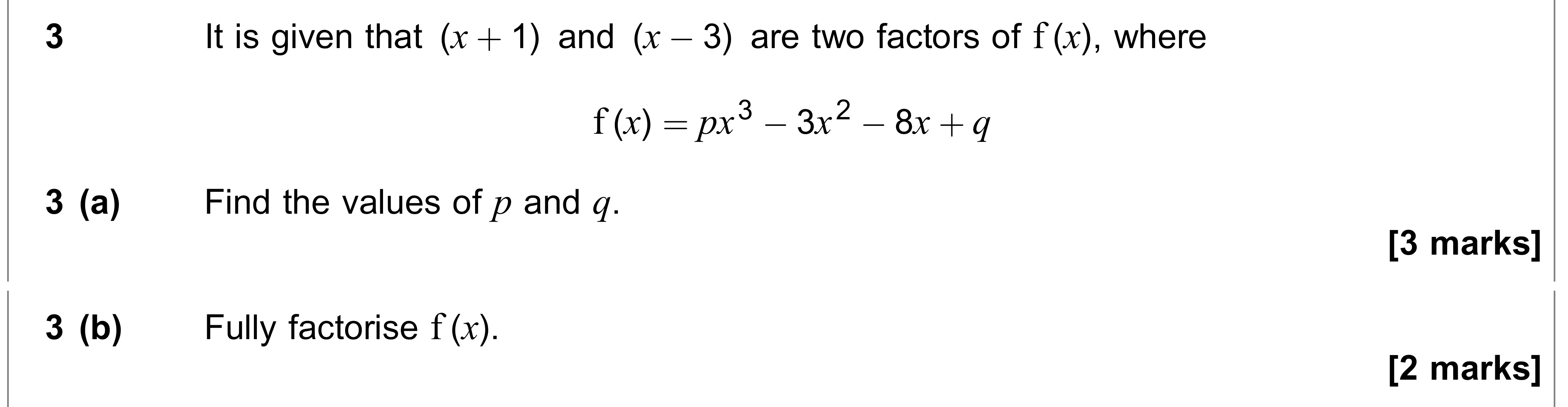 Question 3 — Factor Theorem — AQA AS Maths June 2019