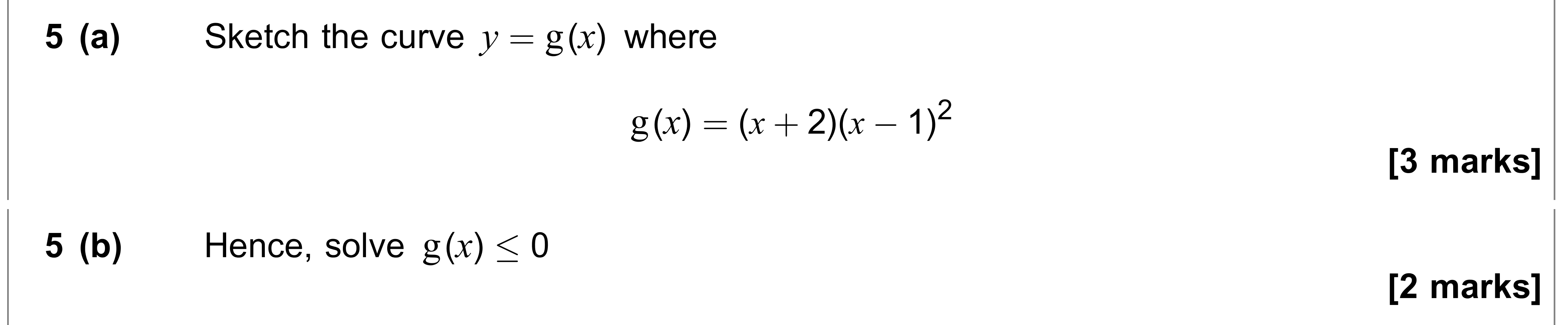 Question 5 — Graph Sketching, Inequalities — AQA AS Maths June 2019