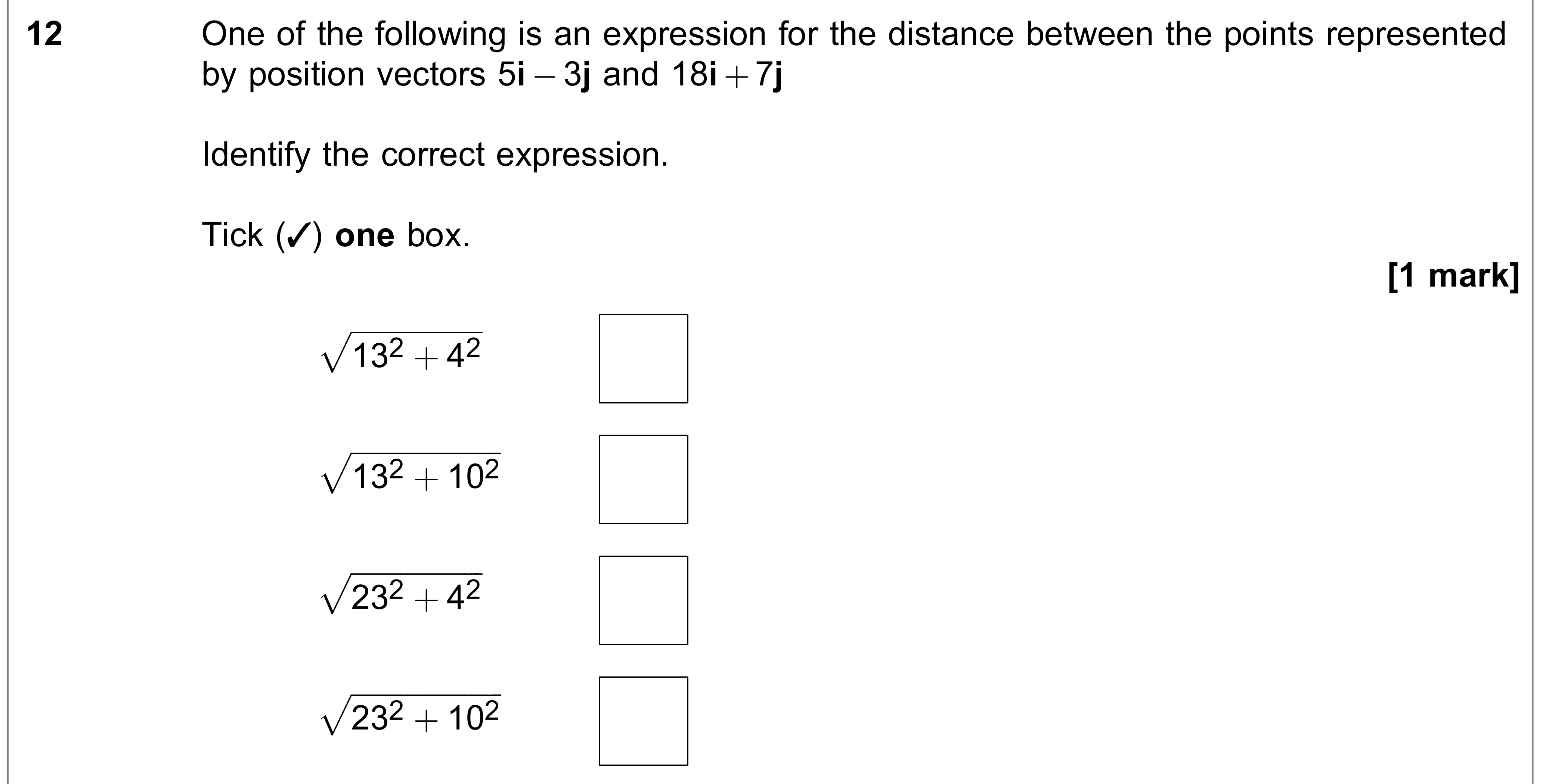Question 12 — Vectors — AQA AS Maths June 2020