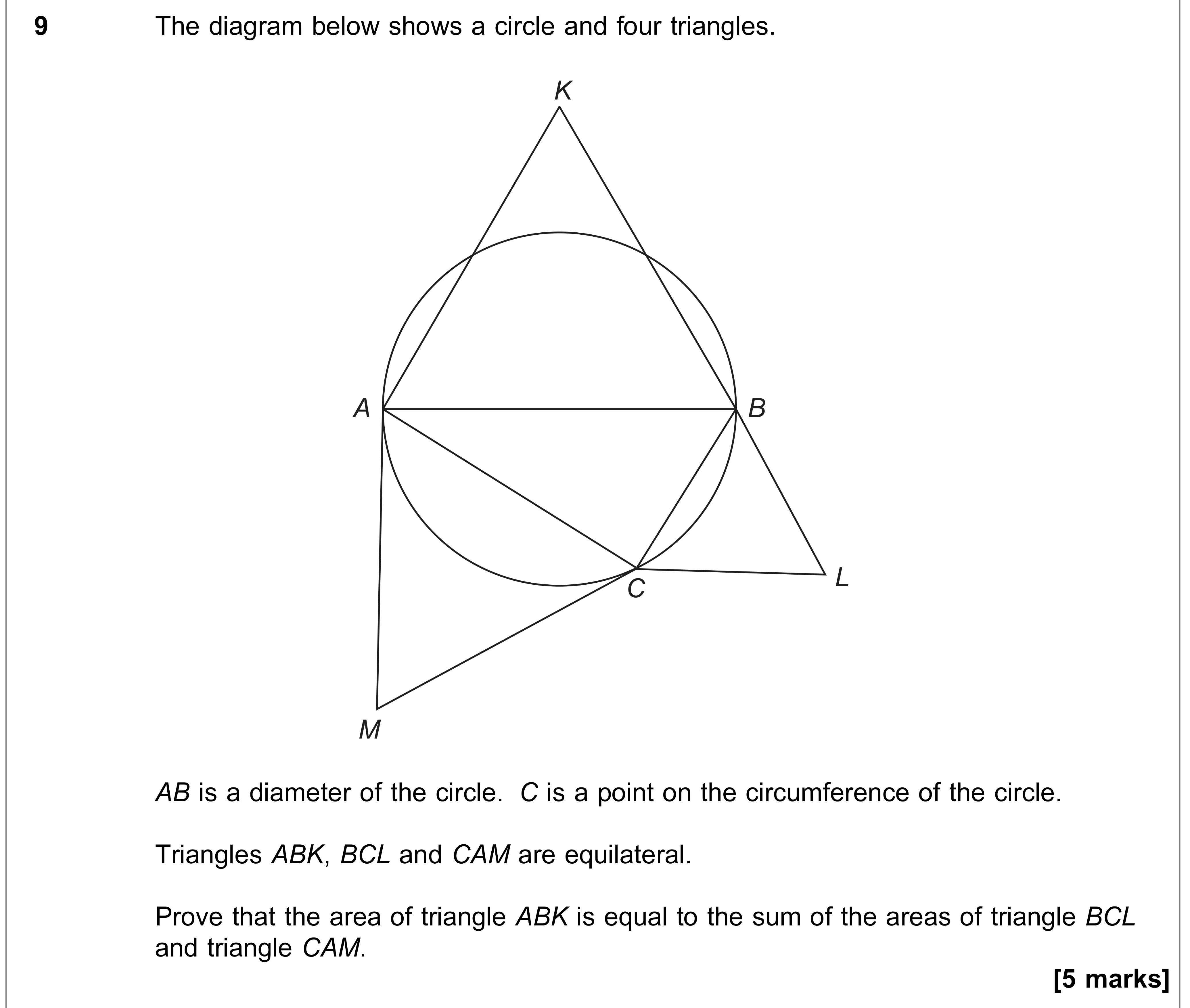 Question 9 — Triangles, Circles — AQA AS Maths June 2020