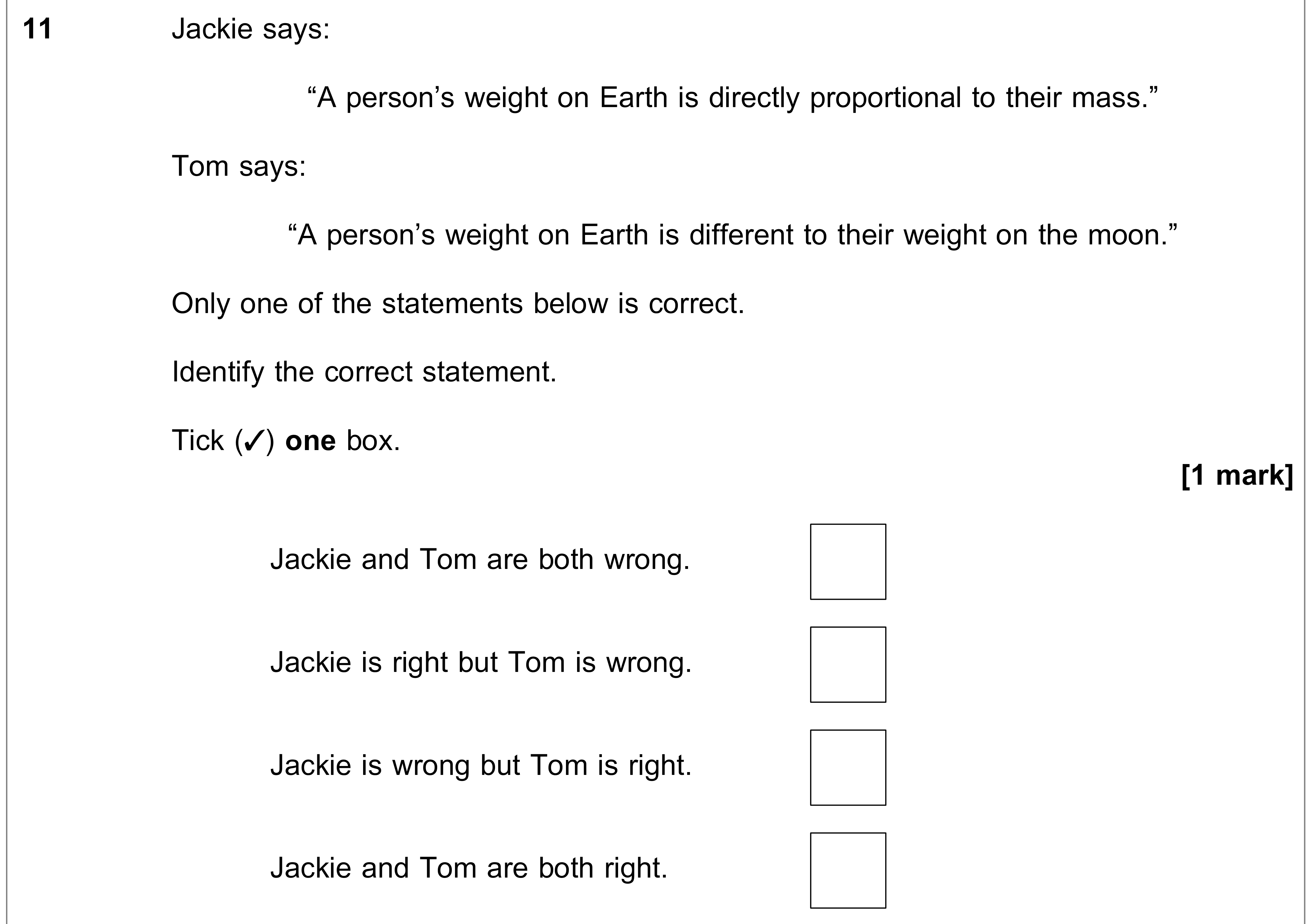 Question 11 — Forces — AQA AS Maths June 2021