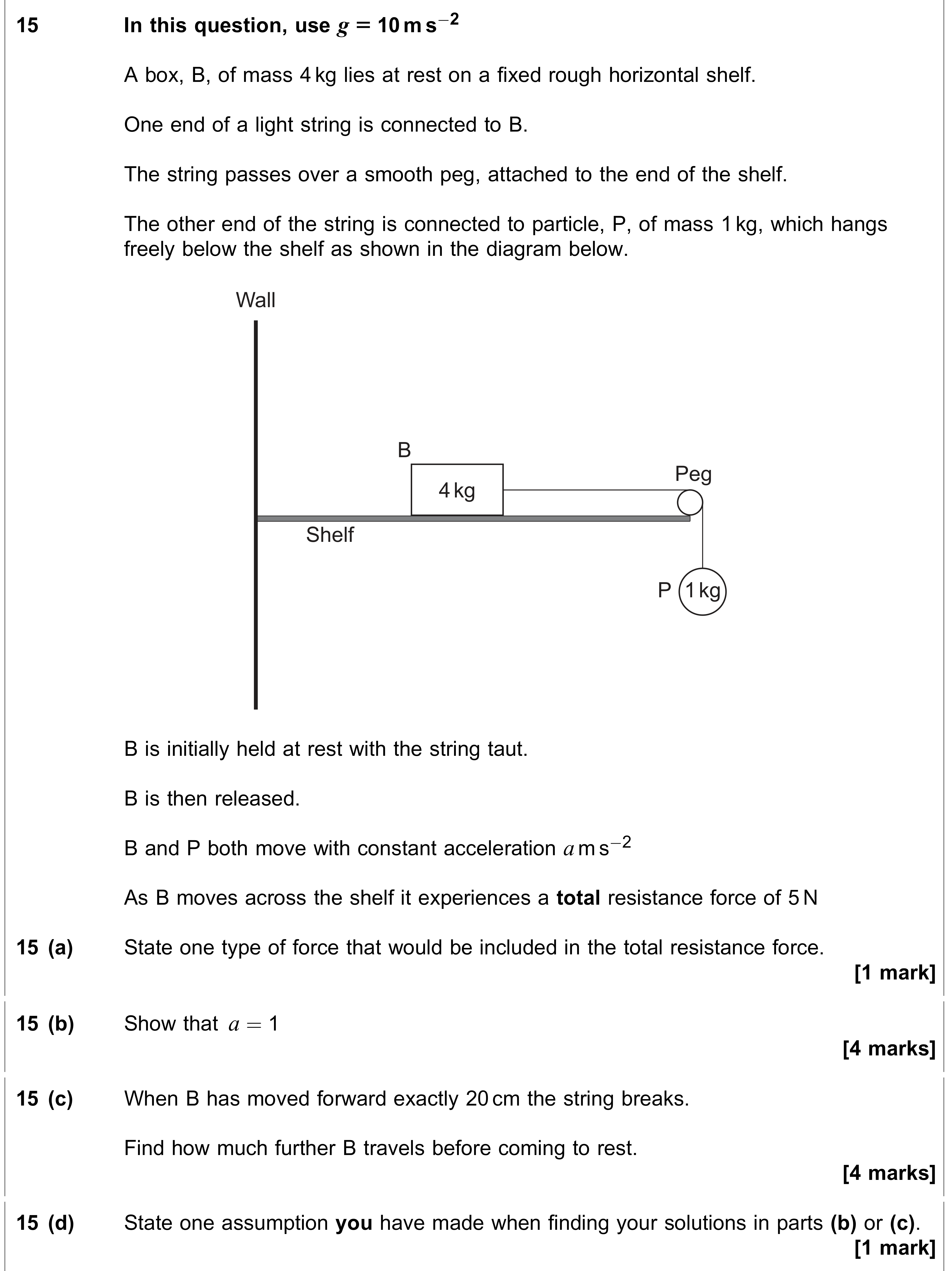 Question 15 — Pulleys — AQA AS Maths June 2021