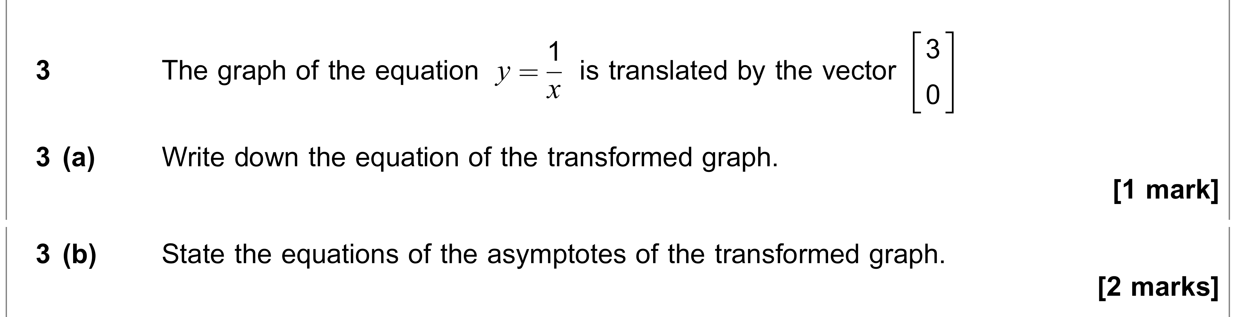 Question 3 — Graph Transformations, Reciprocal Graphs — AQA AS Maths June 2021