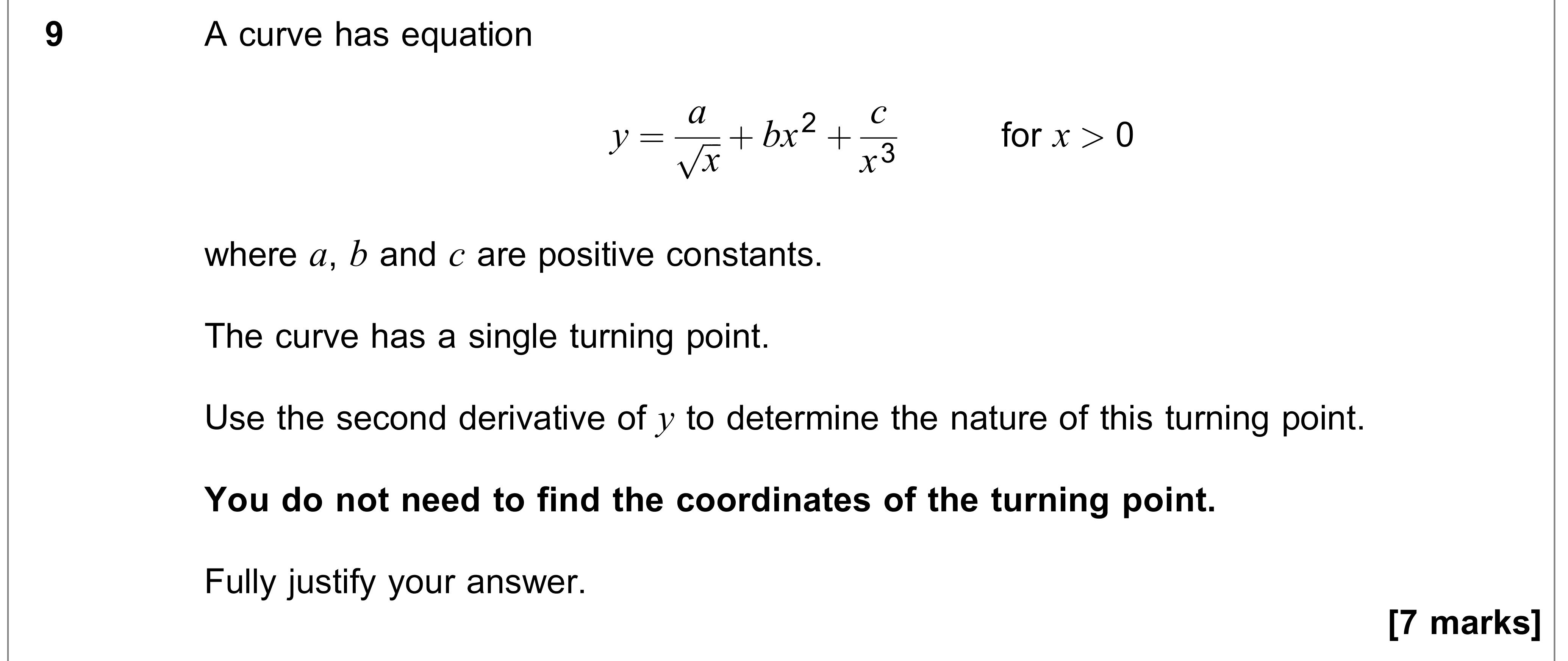 Question 9 — Differentiation — AQA AS Maths June 2021
