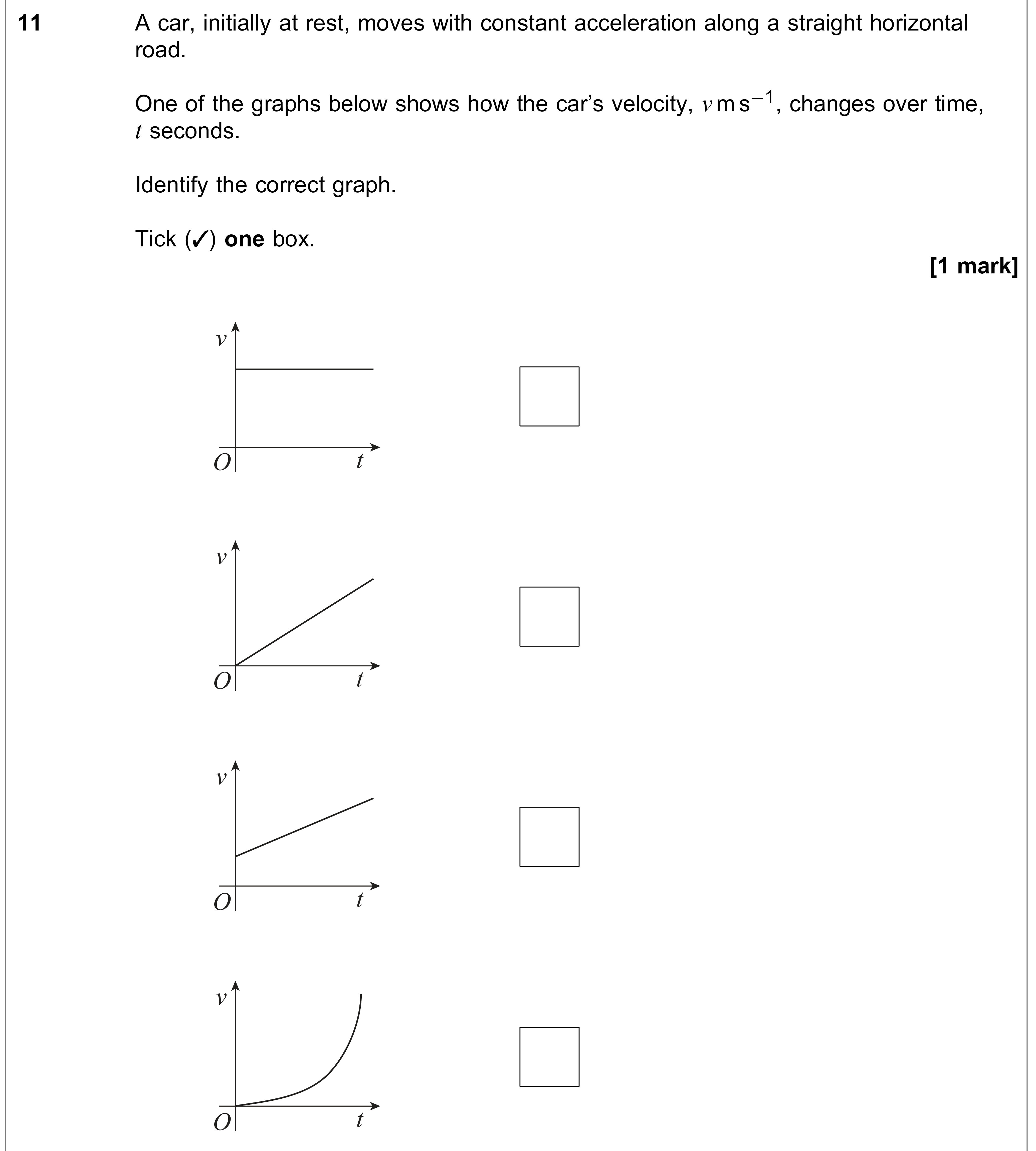 Question 11 — Velocity Time Graphs — AQA AS Maths June 2022