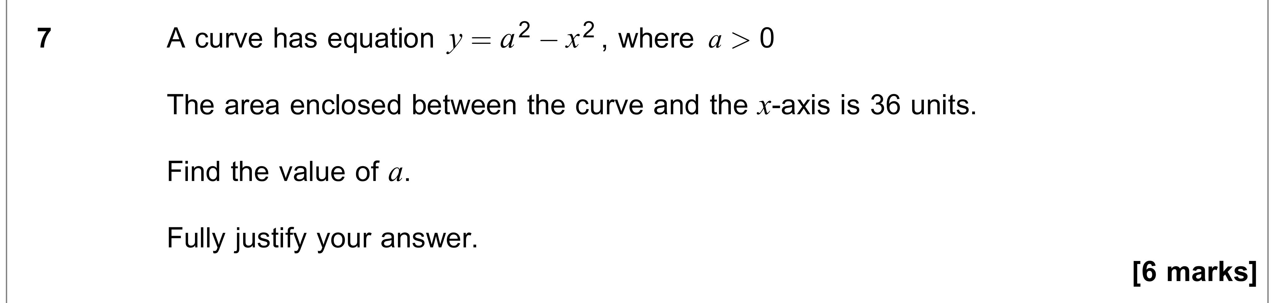 Question 7 — Integration — AQA AS Maths June 2022