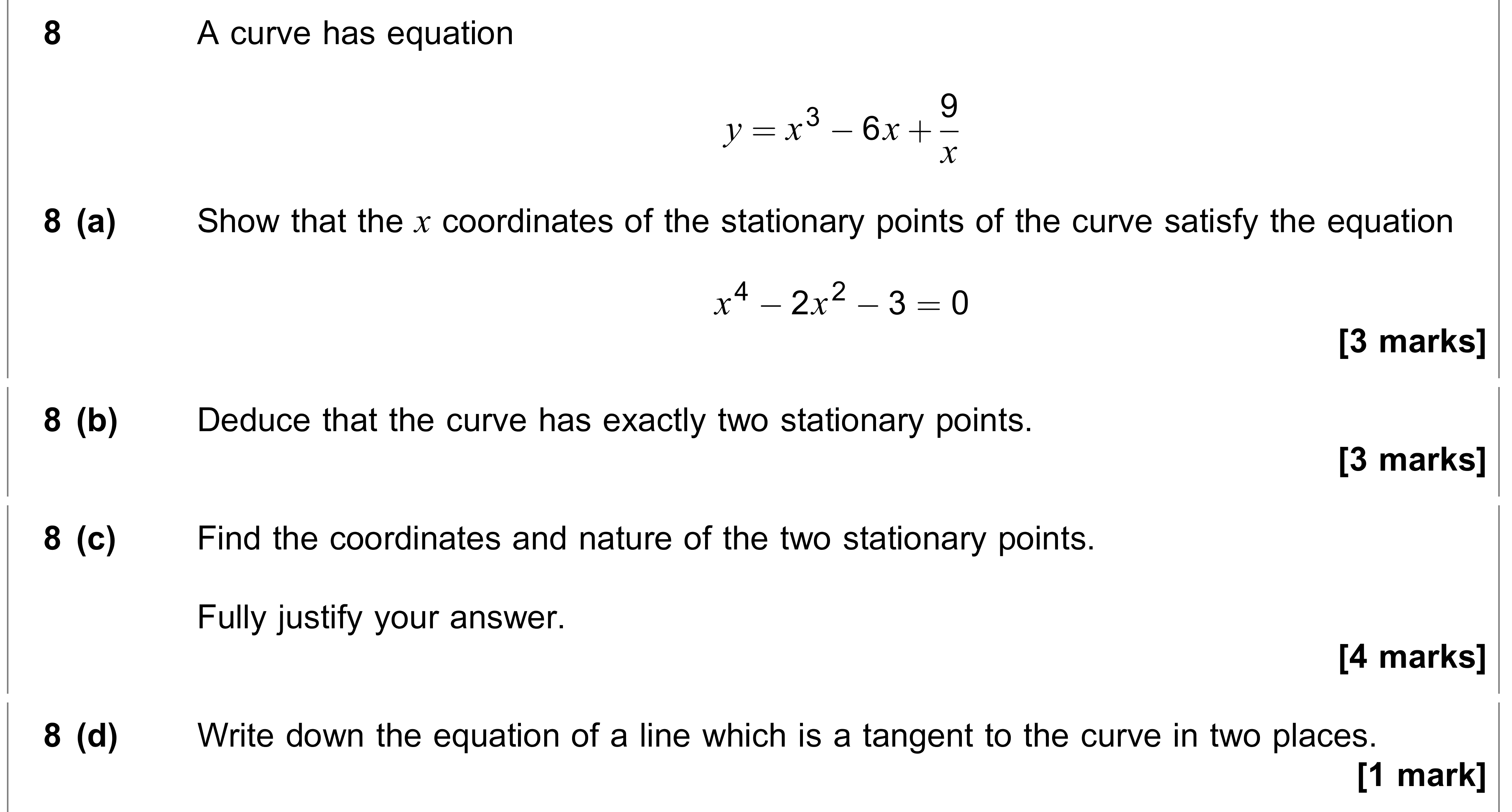 Question 8 — Differentiation — AQA AS Maths June 2022