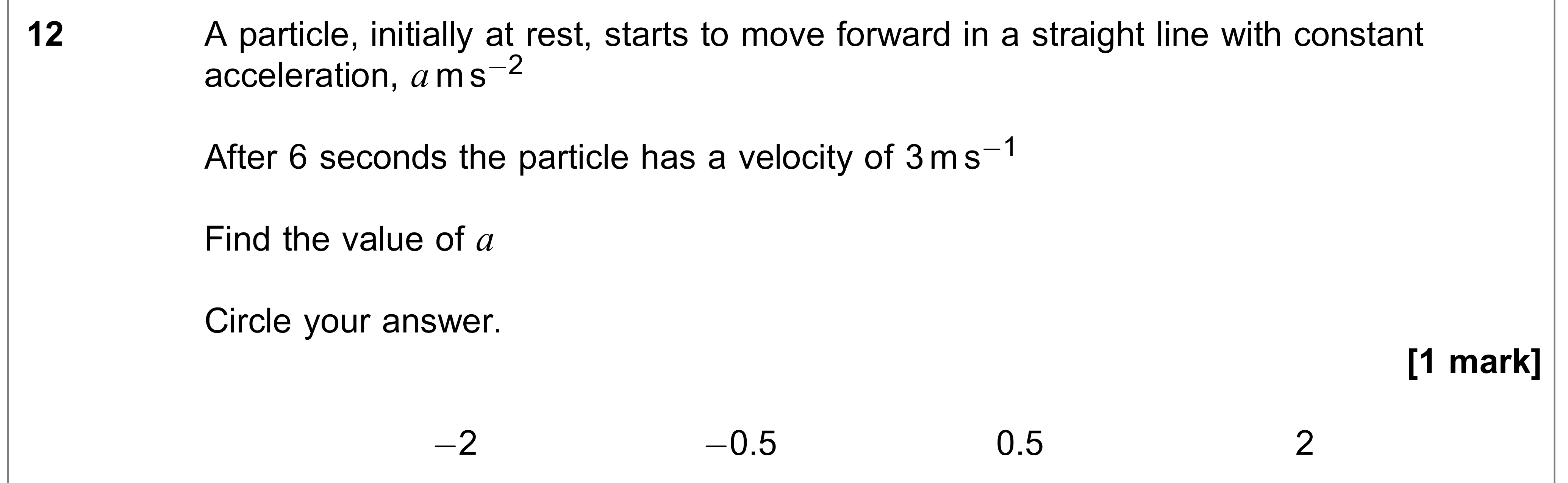 Question 12 — Constant Acceleration 1d — AQA AS Maths June 2023