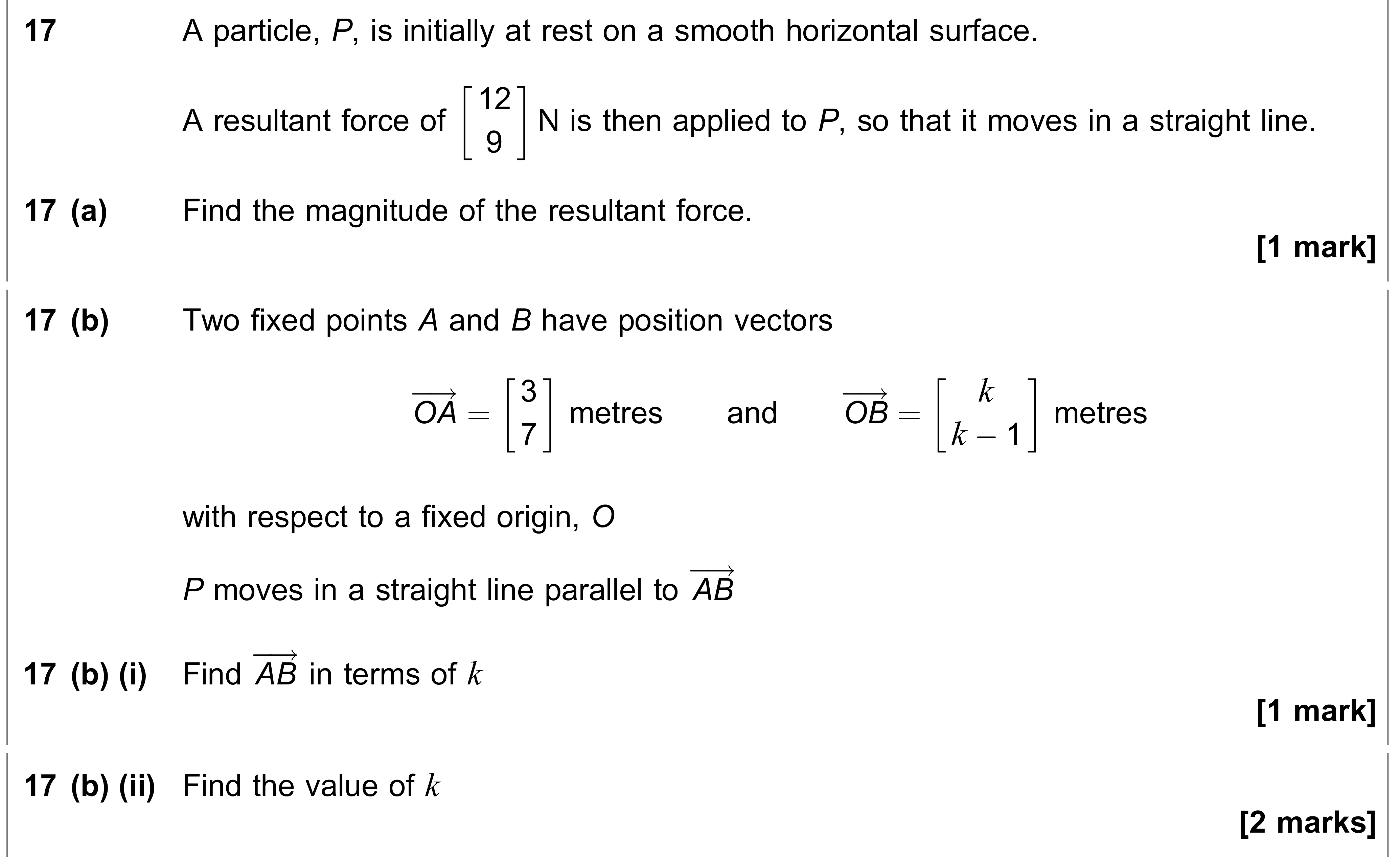 Question 17 — Forces as Vectors — AQA AS Maths June 2023