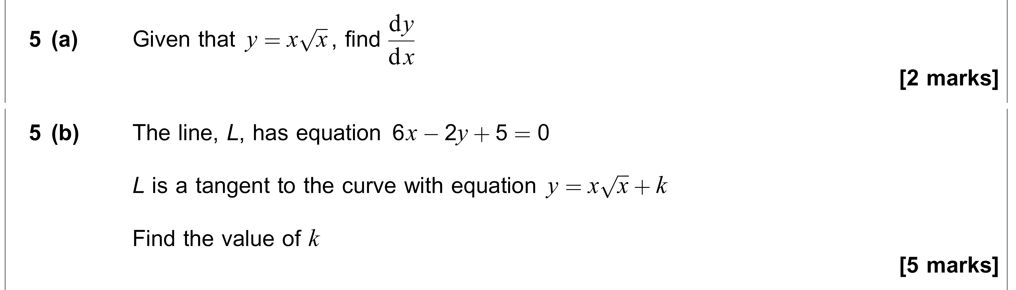 Question 5 — Differentiation — AQA AS Maths June 2023