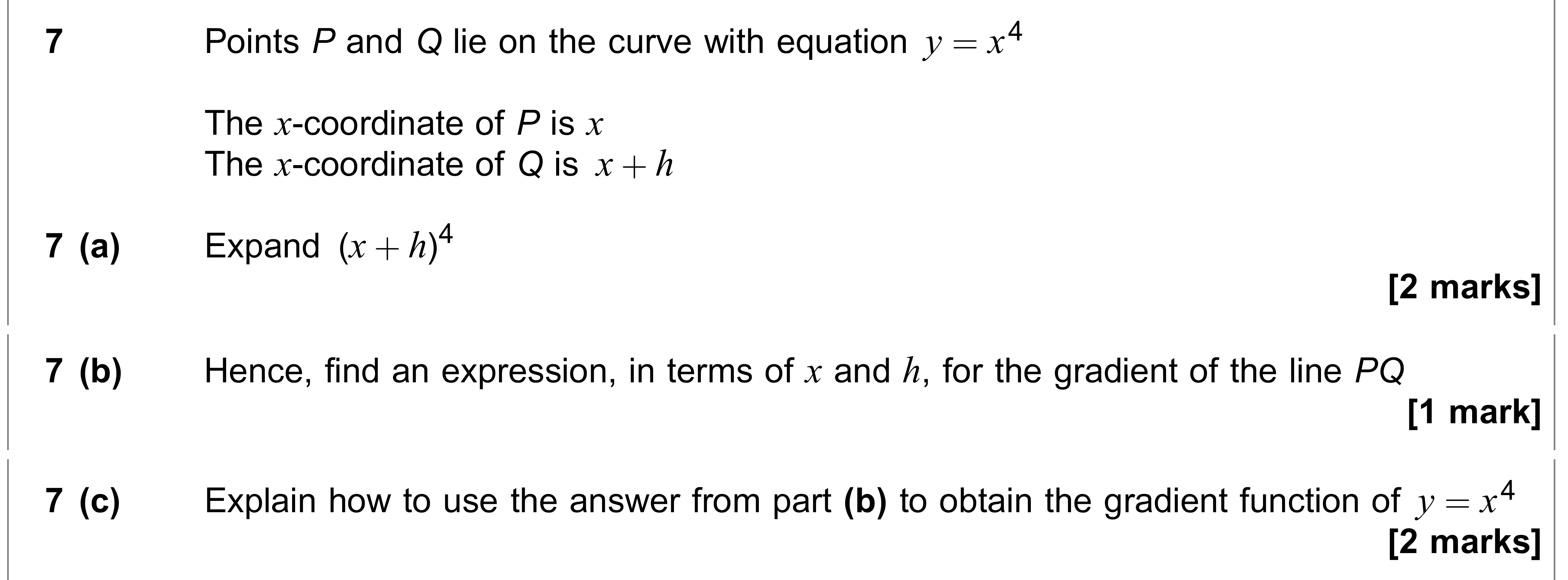 Question 7 — Differentiation — AQA AS Maths June 2023