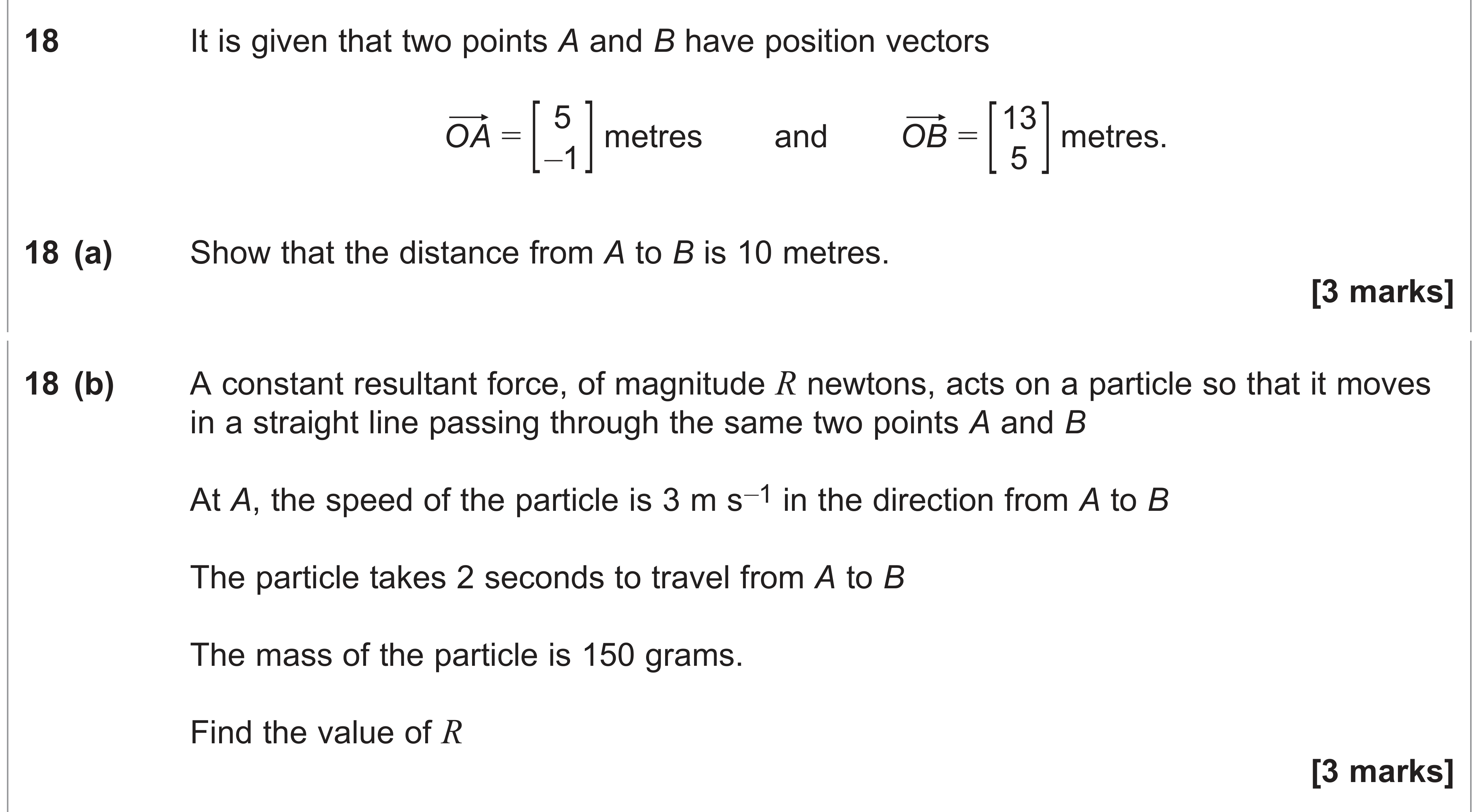 Question 18 — Constant Acceleration 1d, Forces 1d — AQA AS Maths June 2024