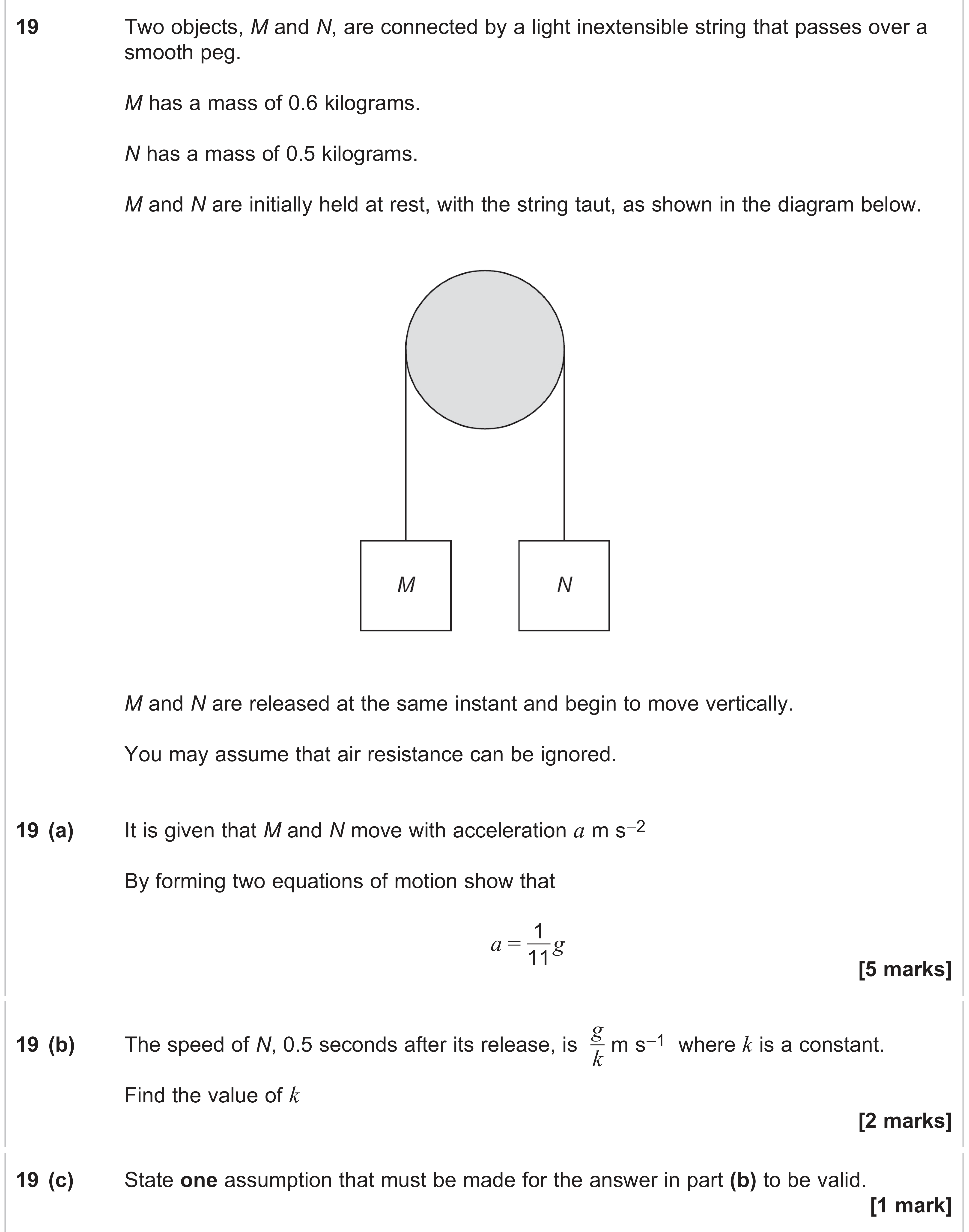 Question 19 — Pulleys — AQA AS Maths June 2024