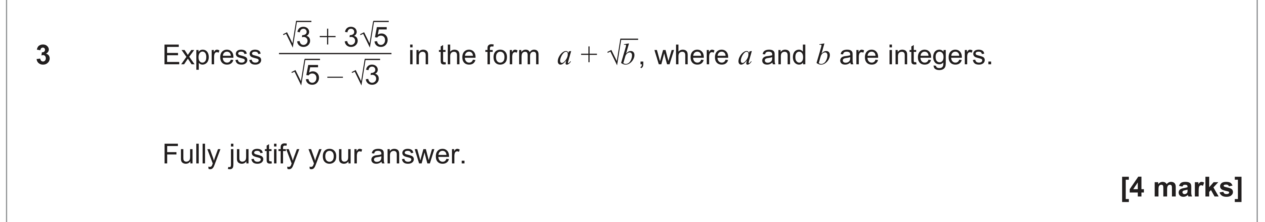 Question 3 — Indices and Surds — AQA AS Maths June 2024
