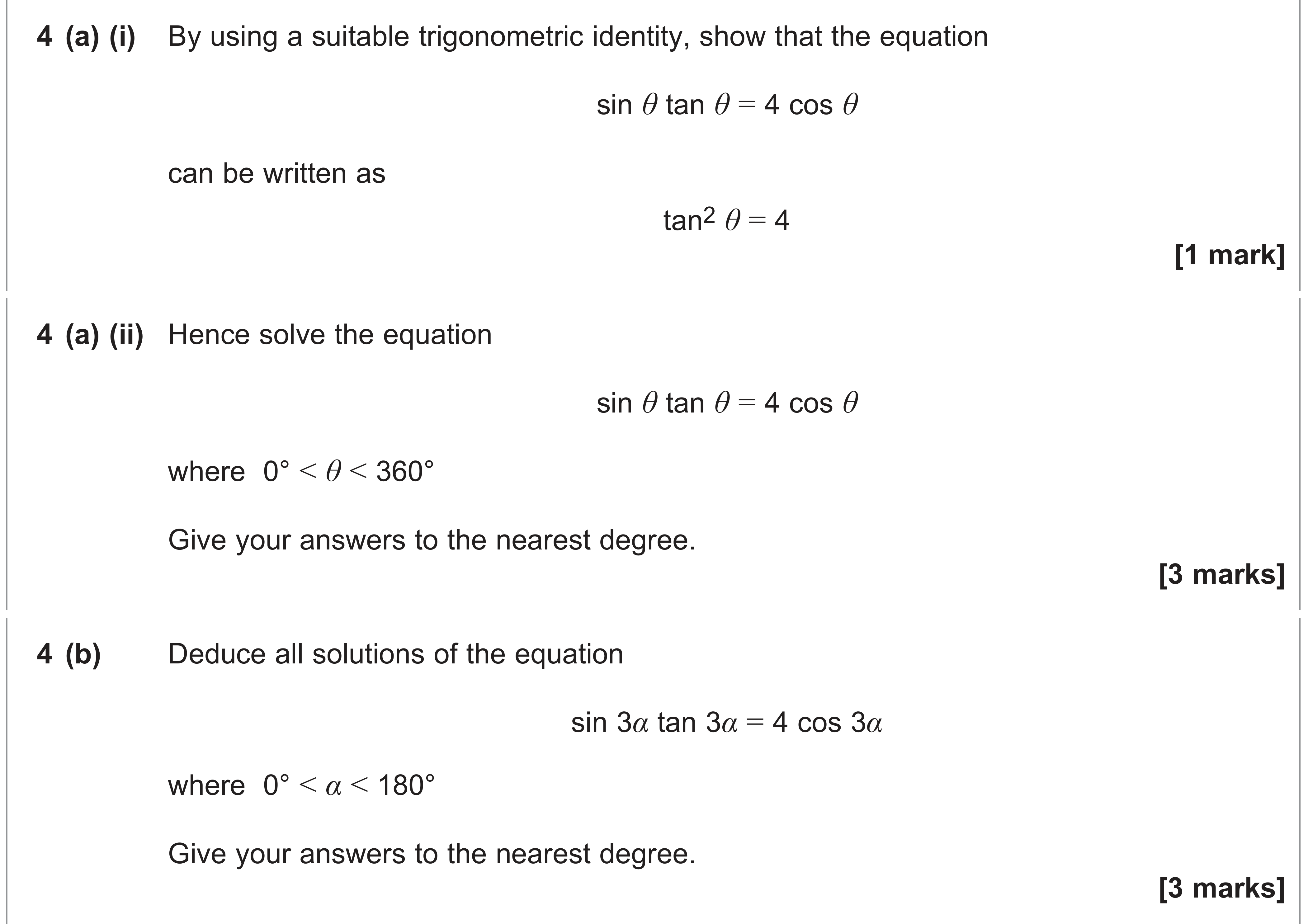 Question 4 — Trig — AQA AS Maths June 2024