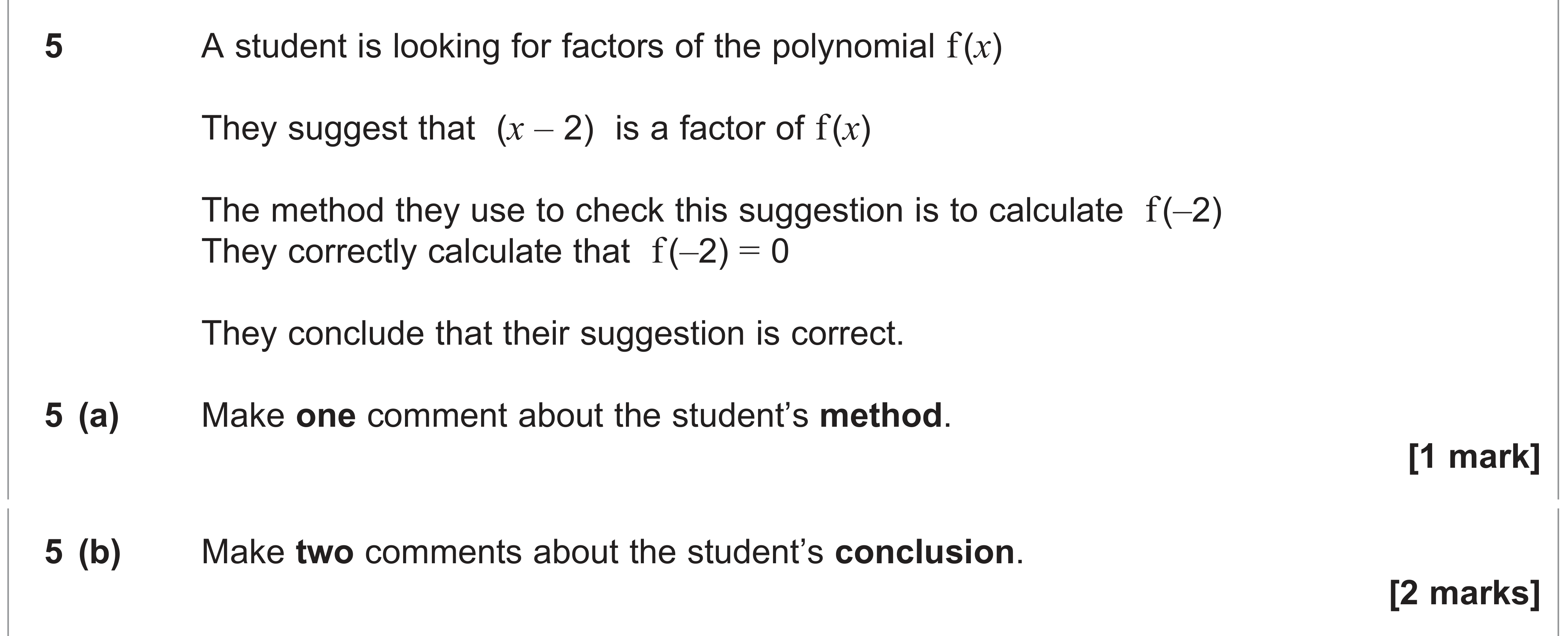 Question 5 — Factor Theorem — AQA AS Maths June 2024