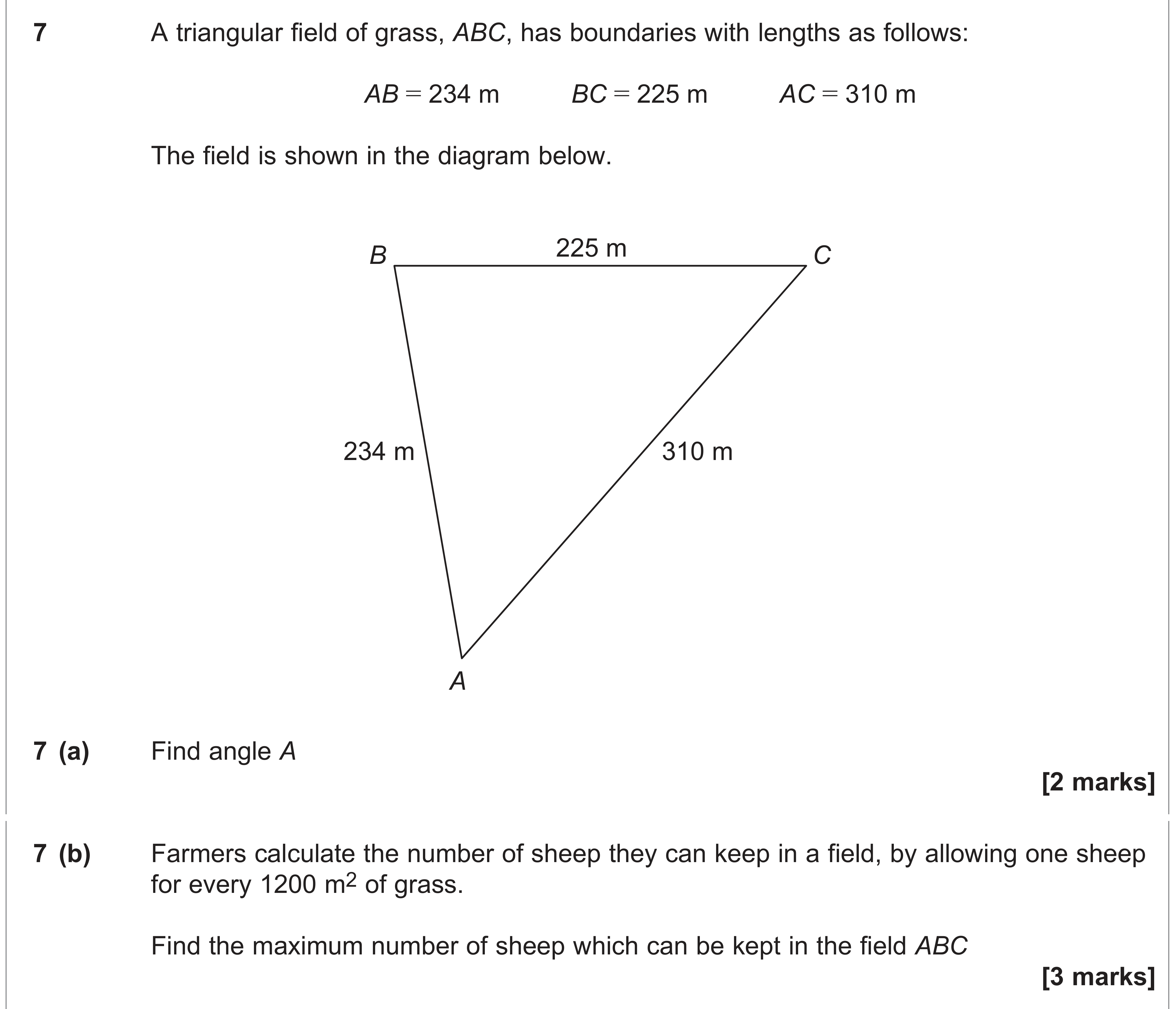 Question 7 — Triangles — AQA AS Maths June 2024