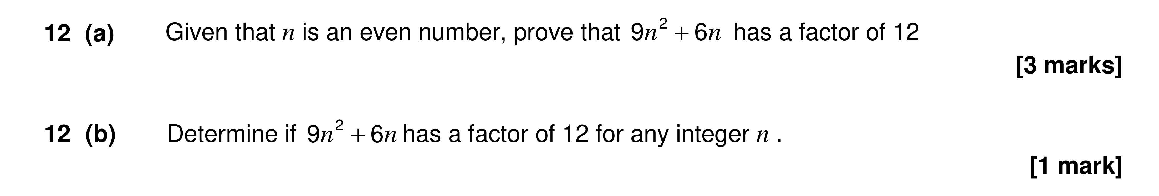 Question 12 — Proof — AQA AS Maths Specimen 2017