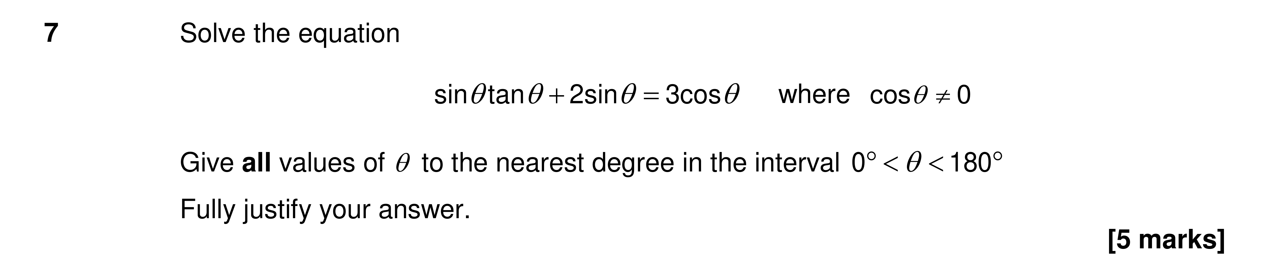 Question 7 — Trig — AQA AS Maths Specimen 2017