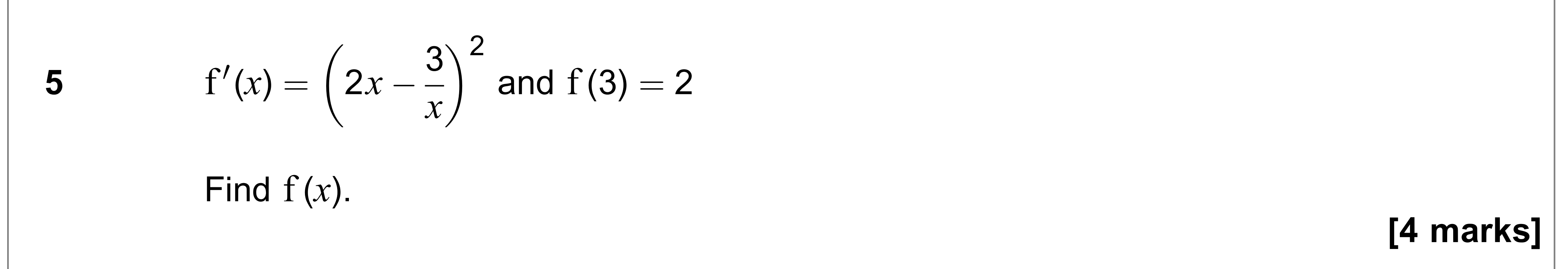 Question 5 — Integration — AQA AS Maths June 2018