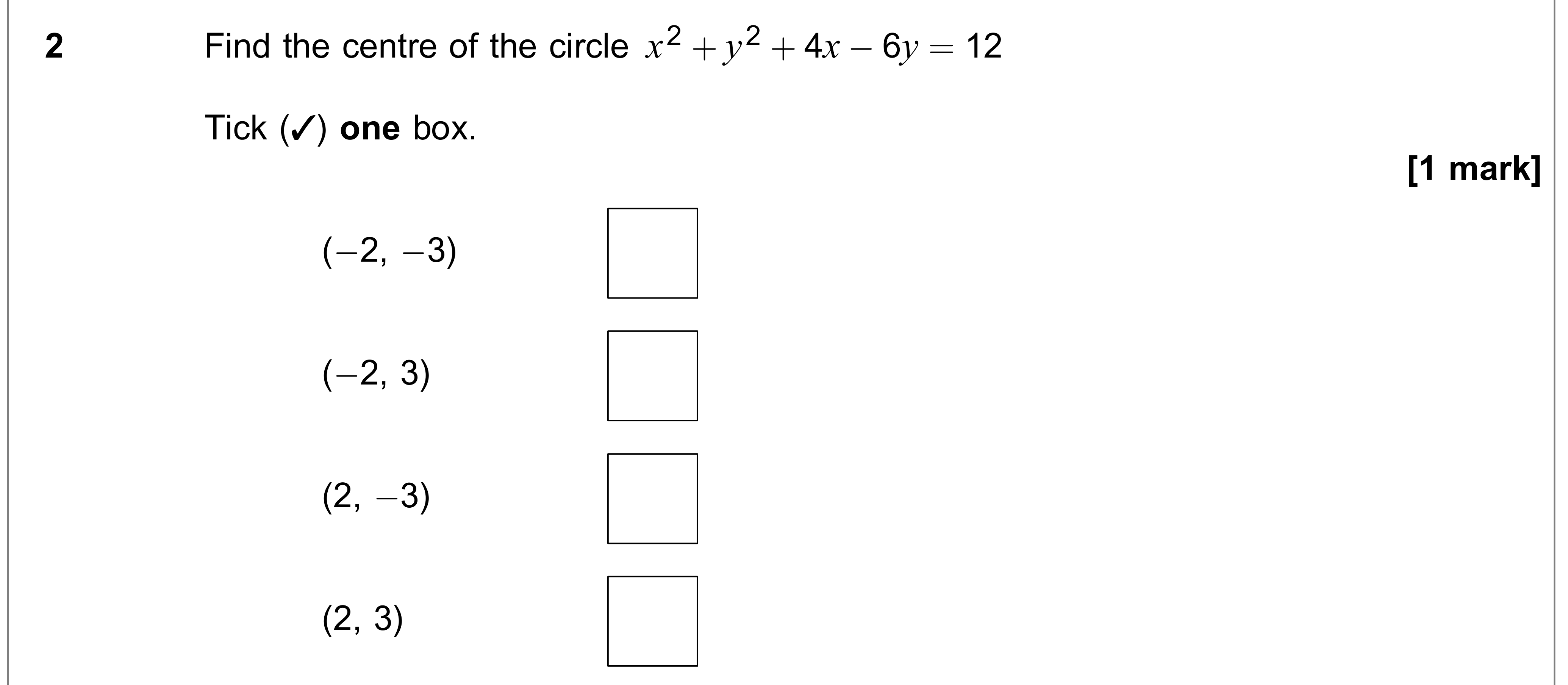 Question 2 — Circles — AQA AS Maths June 2019