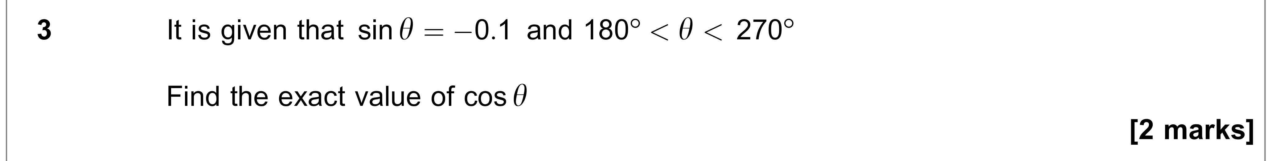 Question 3 — Trig — AQA AS Maths June 2019
