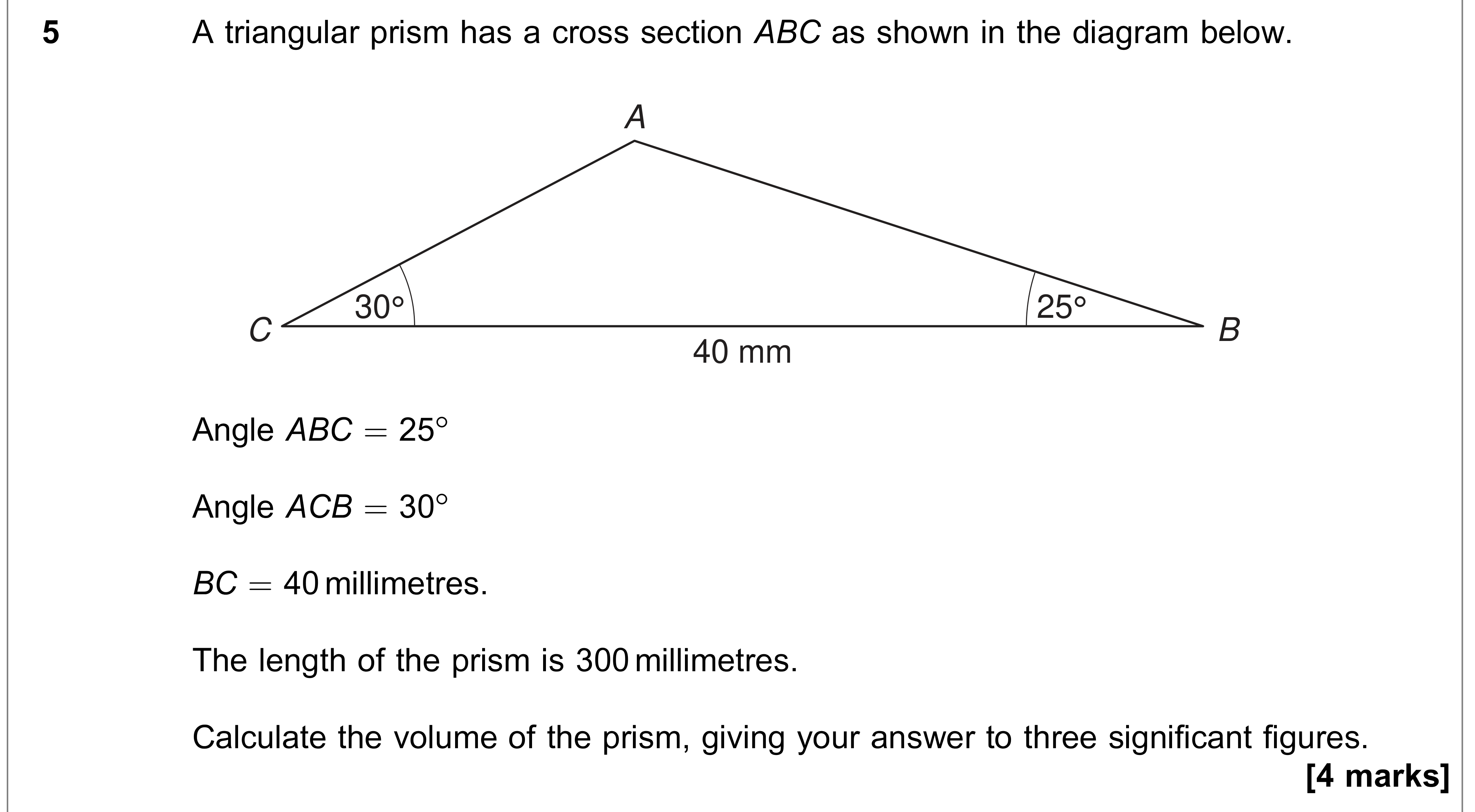 Question 5 — Triangles — AQA AS Maths June 2019