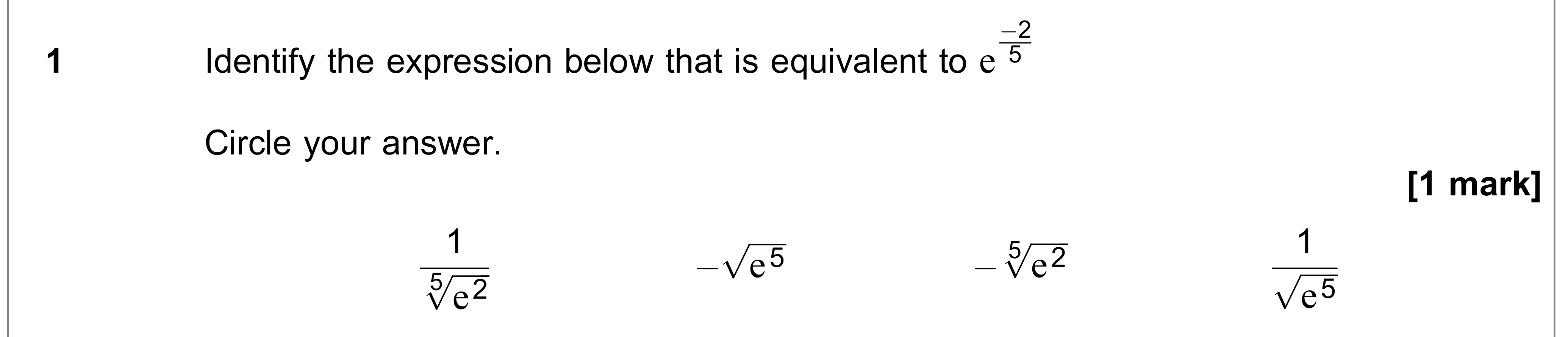Question 1 — Indices and Surds — AQA AS Maths June 2020