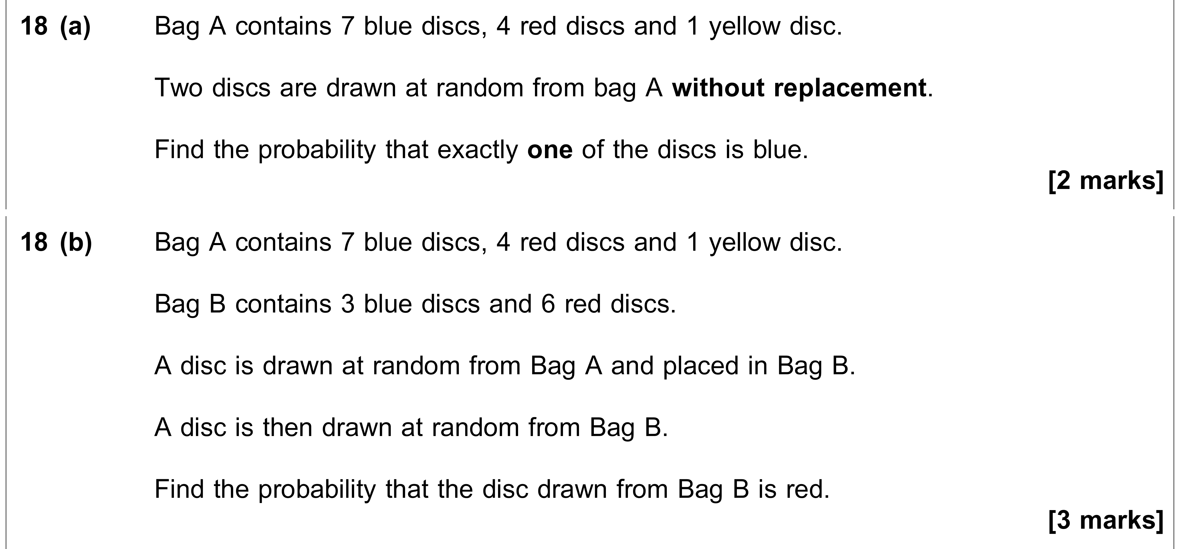 Question 18 — Probability, Conditional Probability — AQA AS Maths June 2020