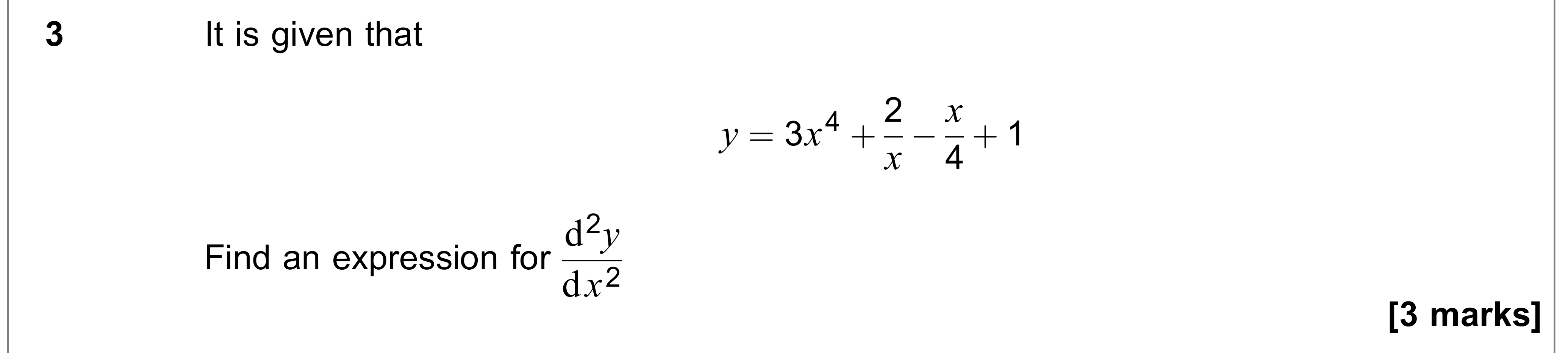Question 3 — Differentiation — AQA AS Maths June 2020