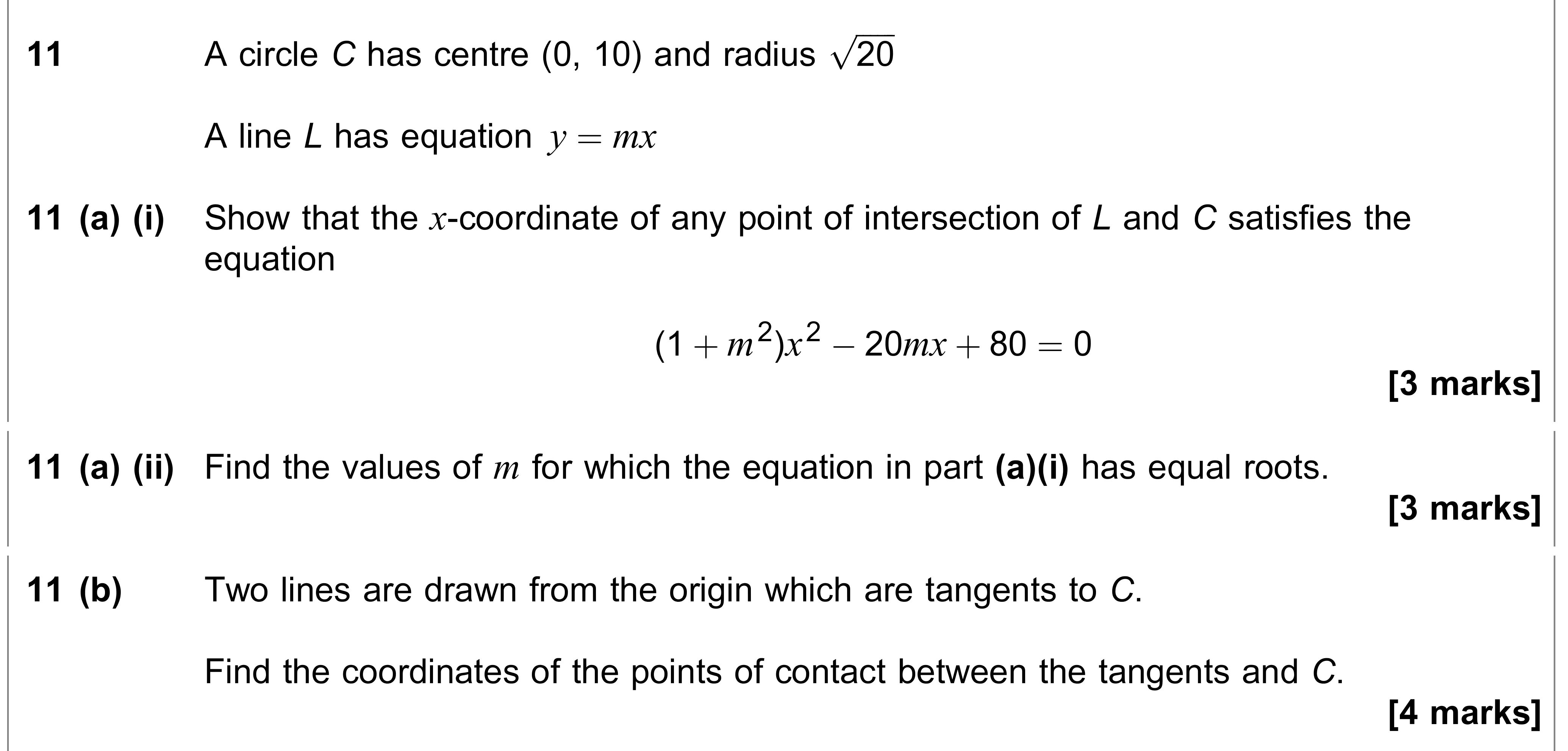 Question 11 — Circles — AQA AS Maths June 2021