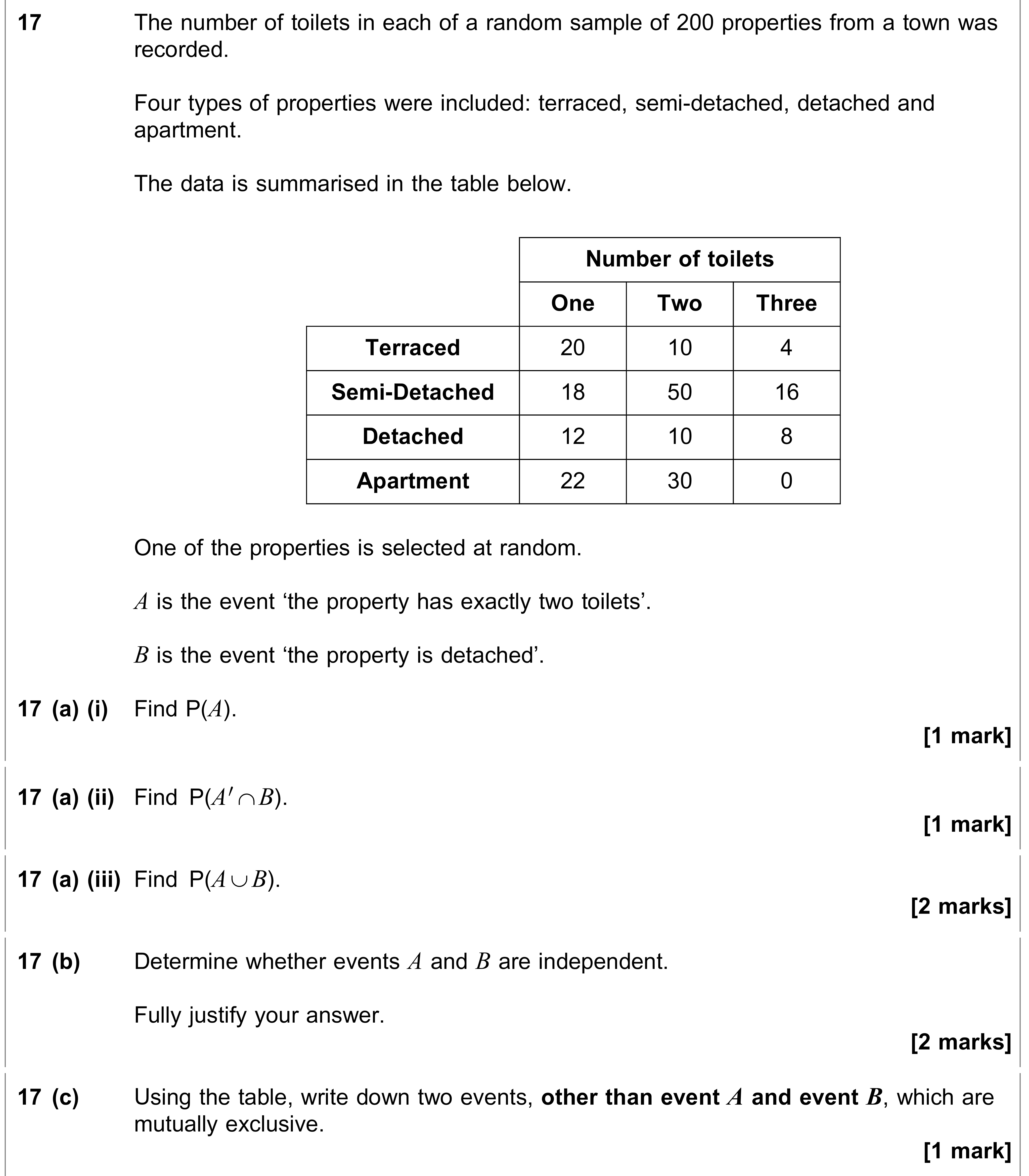 Question 17 — Probability — AQA AS Maths June 2021