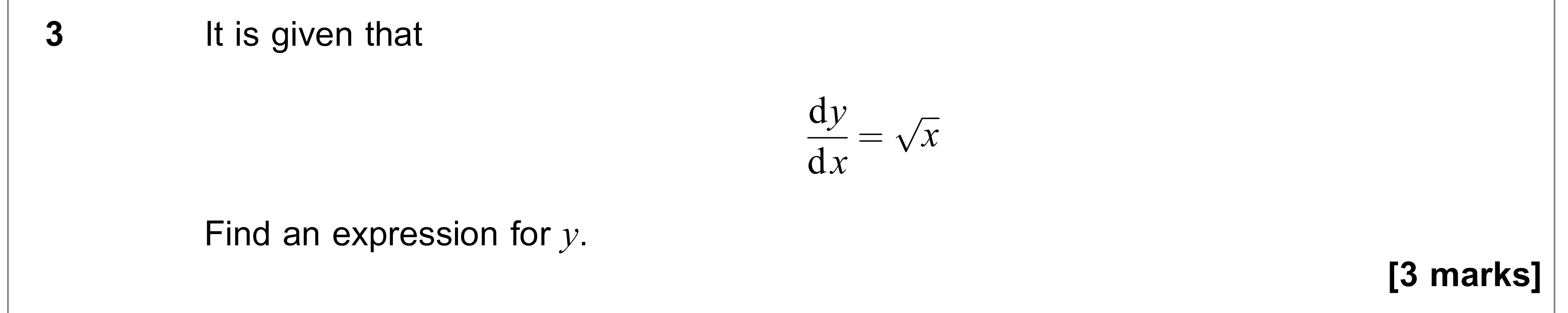 Question 3 — Integration — AQA AS Maths June 2021