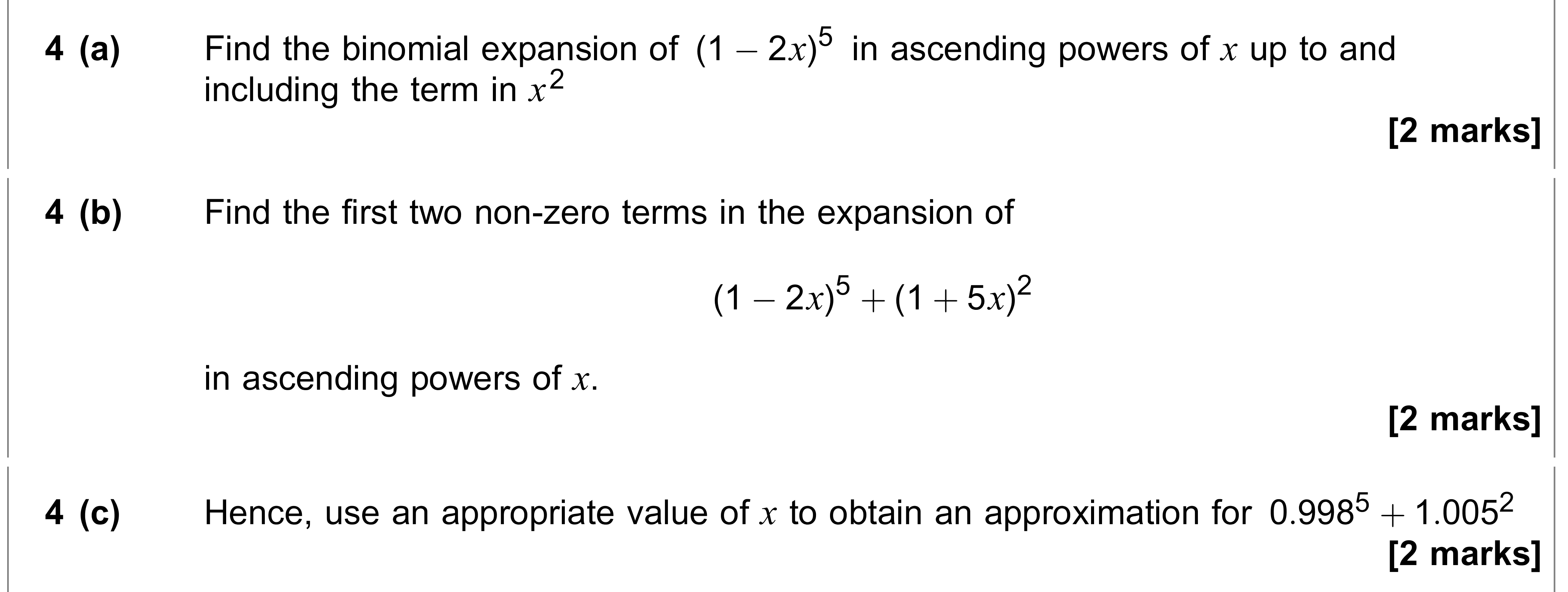 Question 4 — Binomial Expansion — AQA AS Maths June 2021