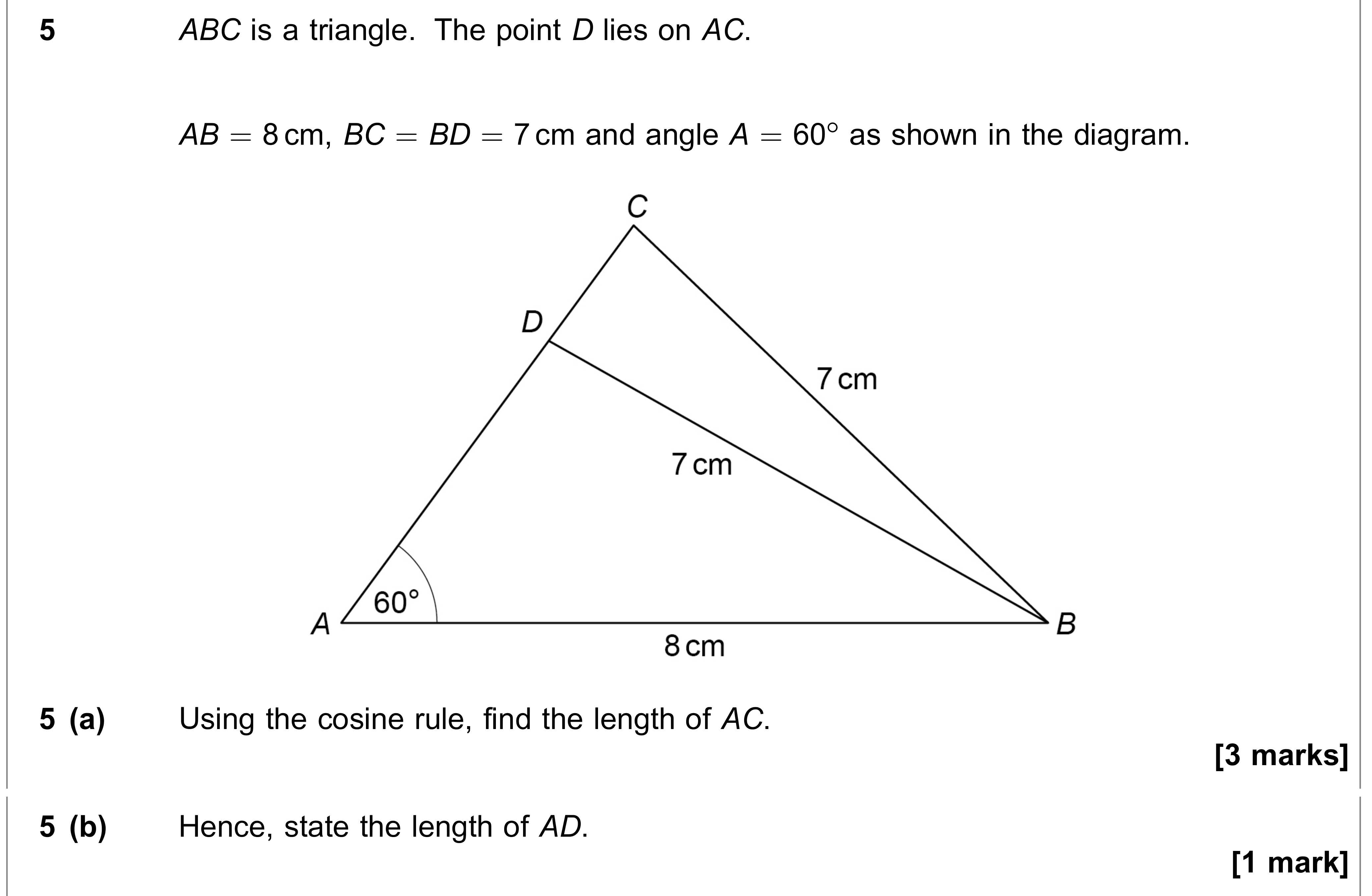 Question 5 — Triangles — AQA AS Maths June 2021