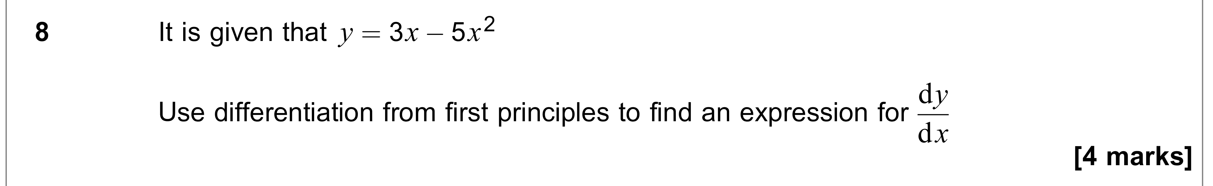 Question 8 — Differentiation — AQA AS Maths June 2021