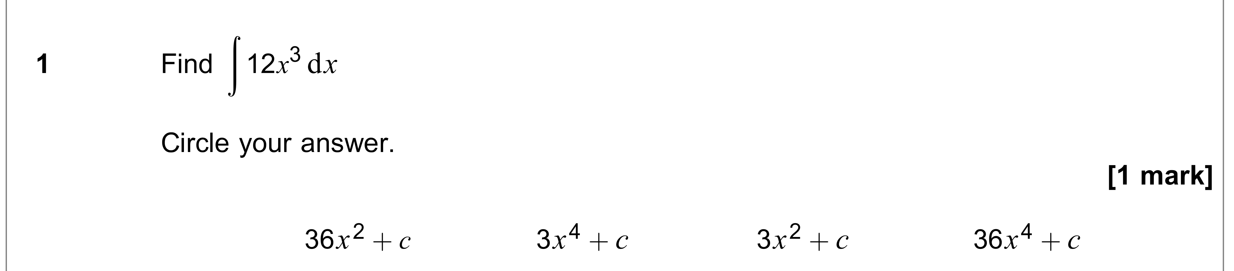 Question 1 — Integration — AQA AS Maths June 2022