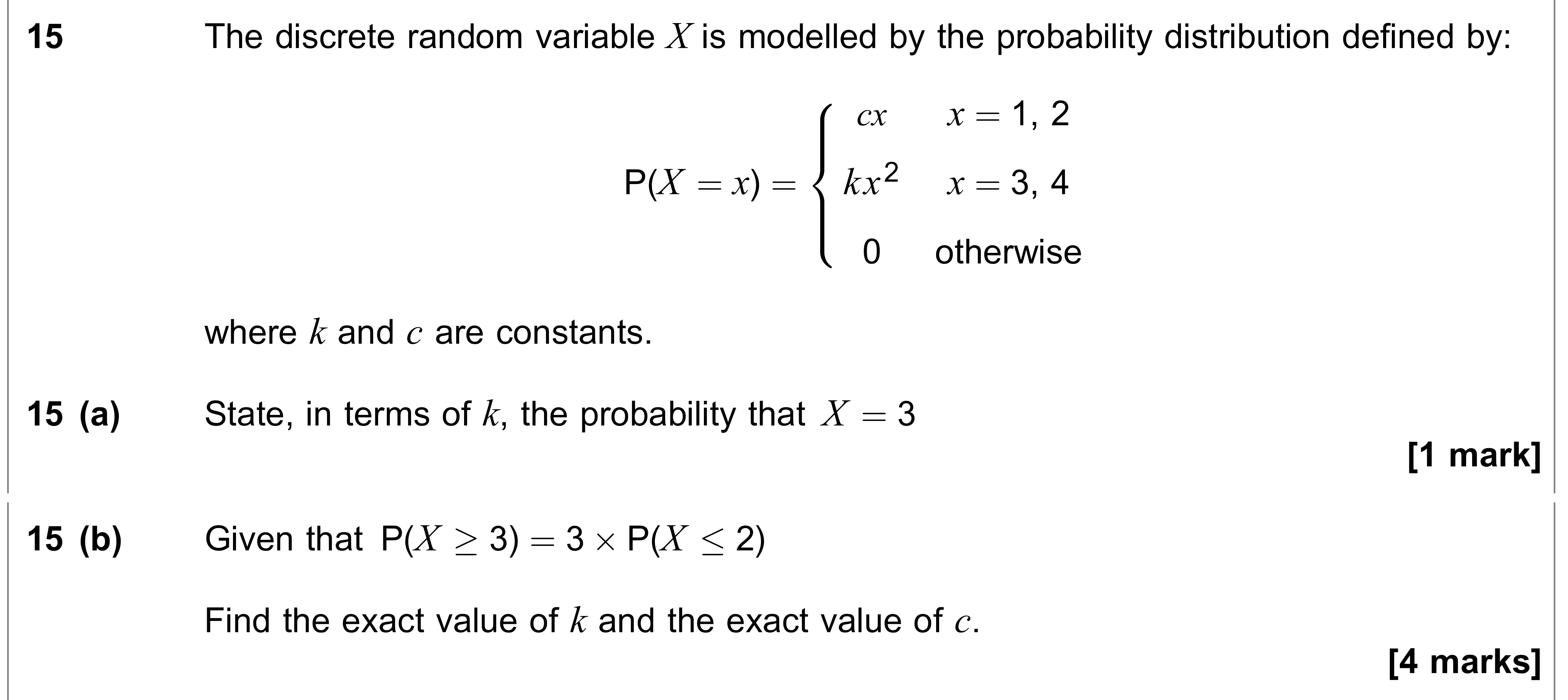 Question 15 — Probability Distribution — AQA AS Maths June 2022