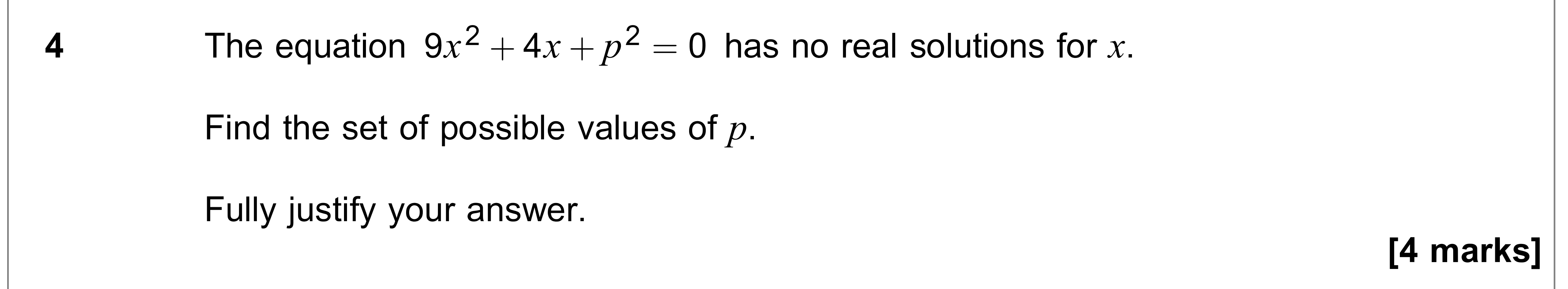 Question 4 — Quadratics — AQA AS Maths June 2022