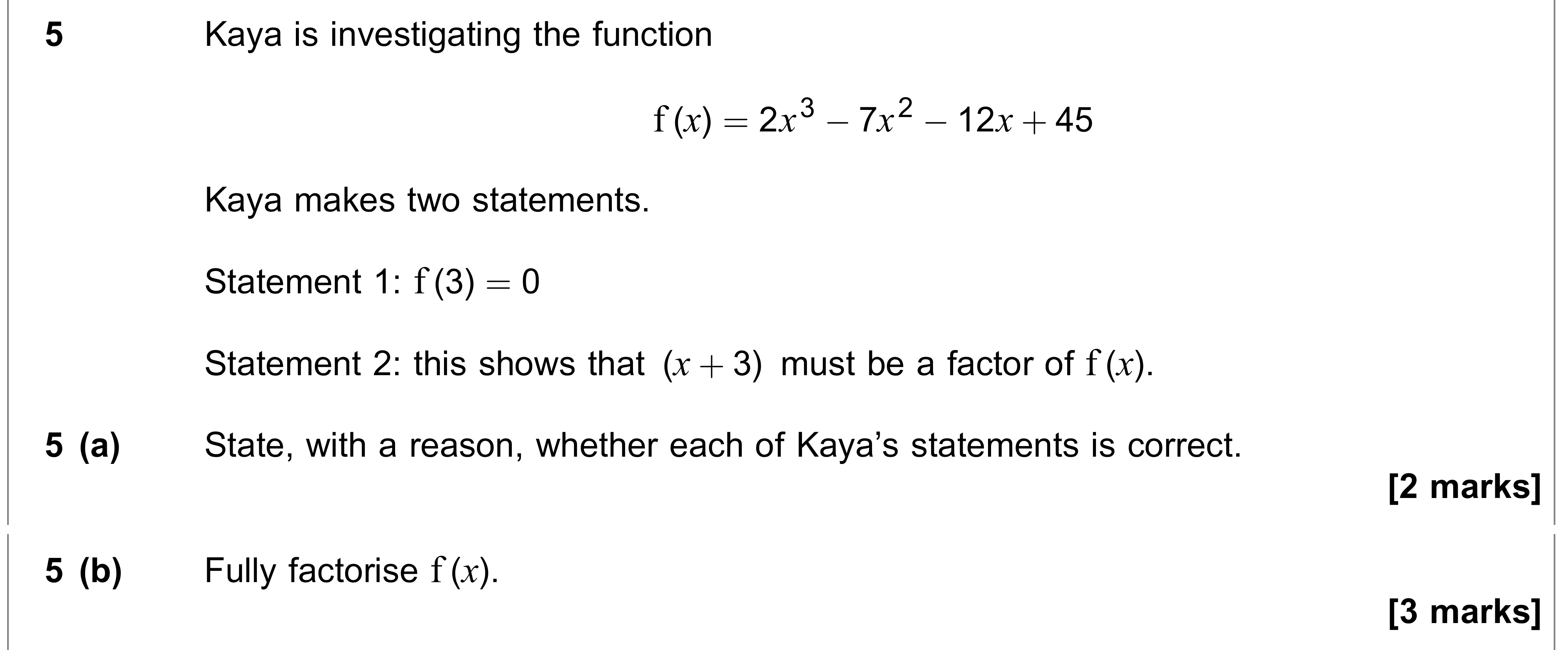Question 5 — Factor Theorem — AQA AS Maths June 2022