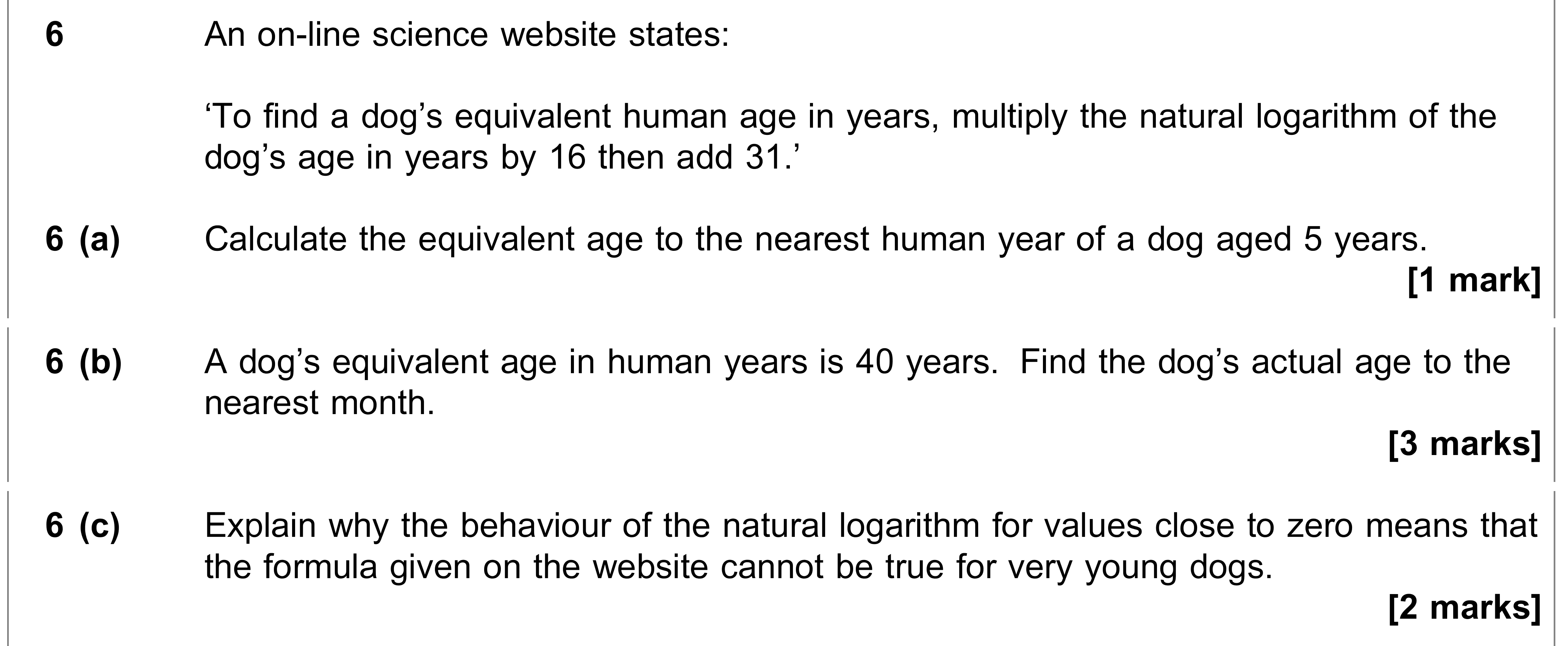 Question 6 — Logarithms — AQA AS Maths June 2022